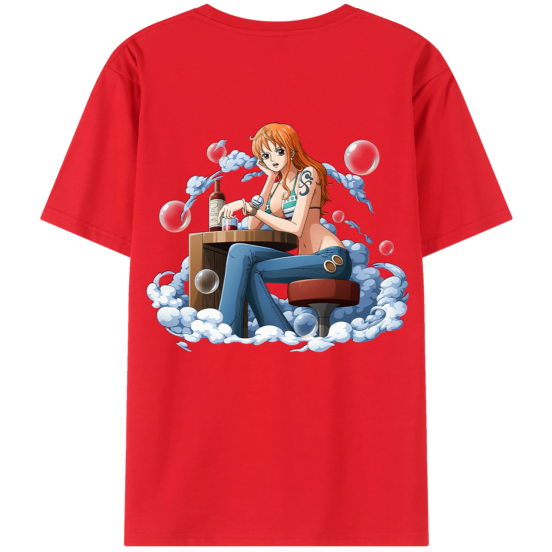 （画像用） ワンピース ナミ ONE PIECE Nami 綿100％ メンズ半袖Tシャツ（バックプリント） 通気性