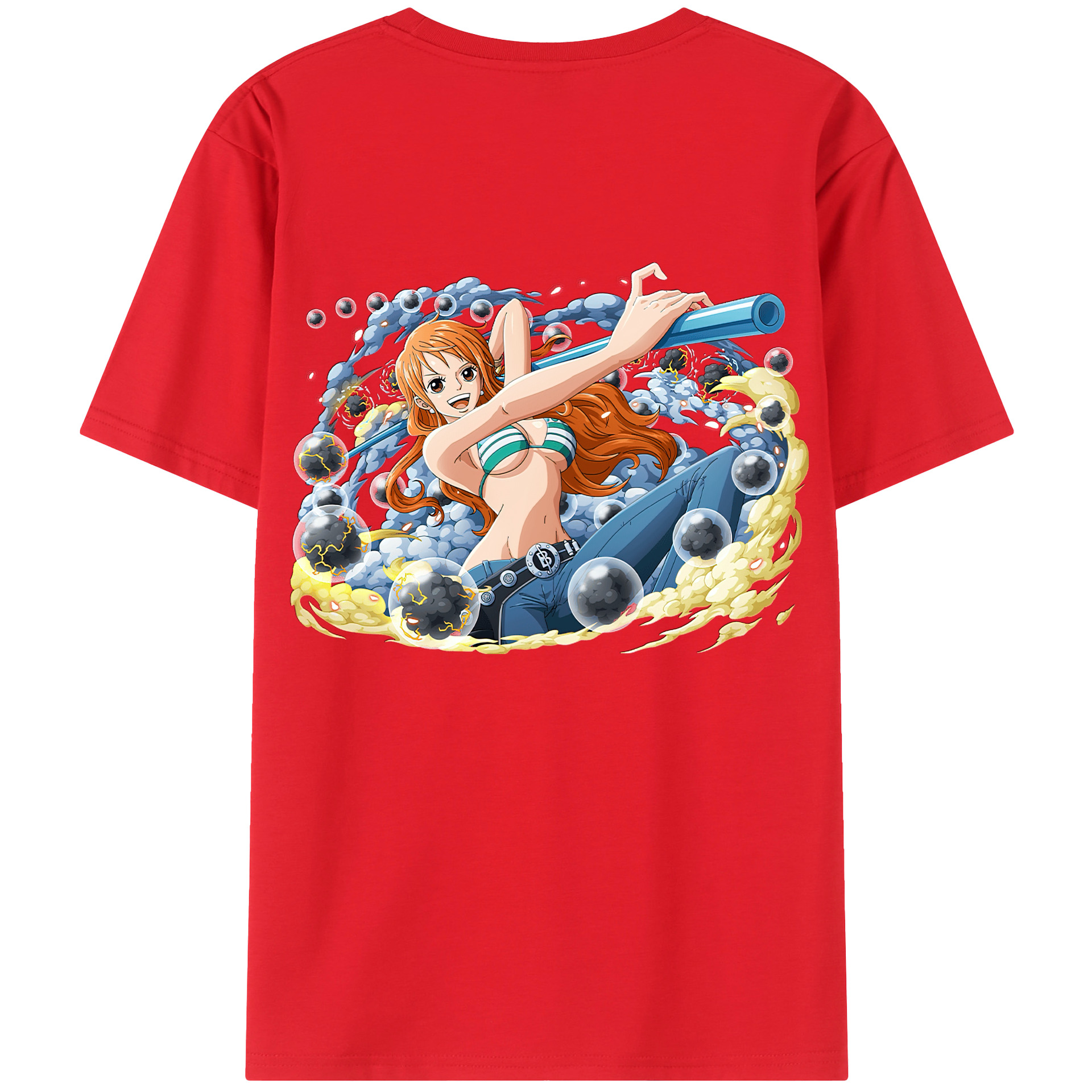 （画像用） ワンピース ナミ ONE PIECE Nami 綿100％ メンズ半袖Tシャツ（バックプリント） 通気性