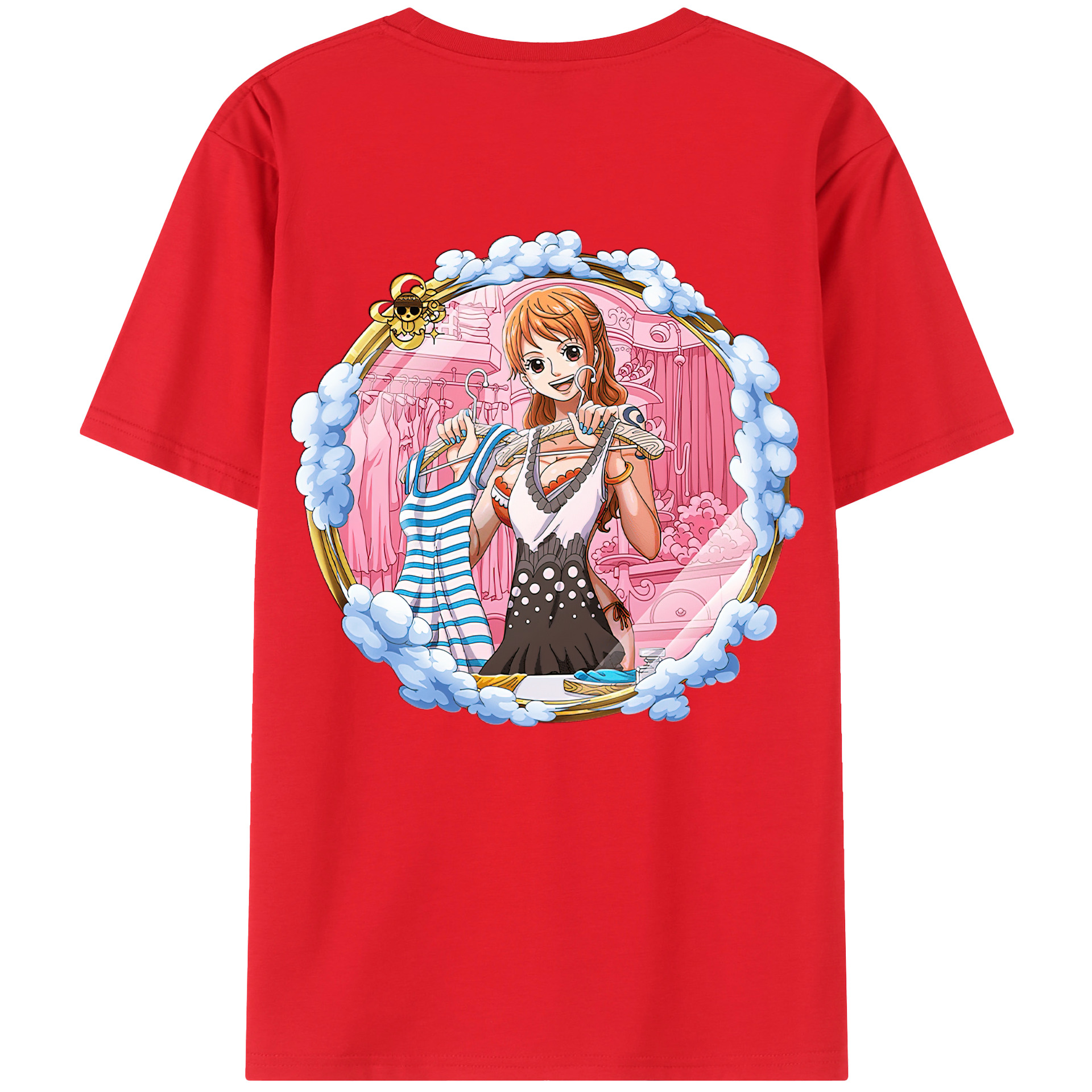 （画像用） ワンピース ナミ ONE PIECE Nami 綿100％ メンズ半袖Tシャツ（バックプリント） 通気性