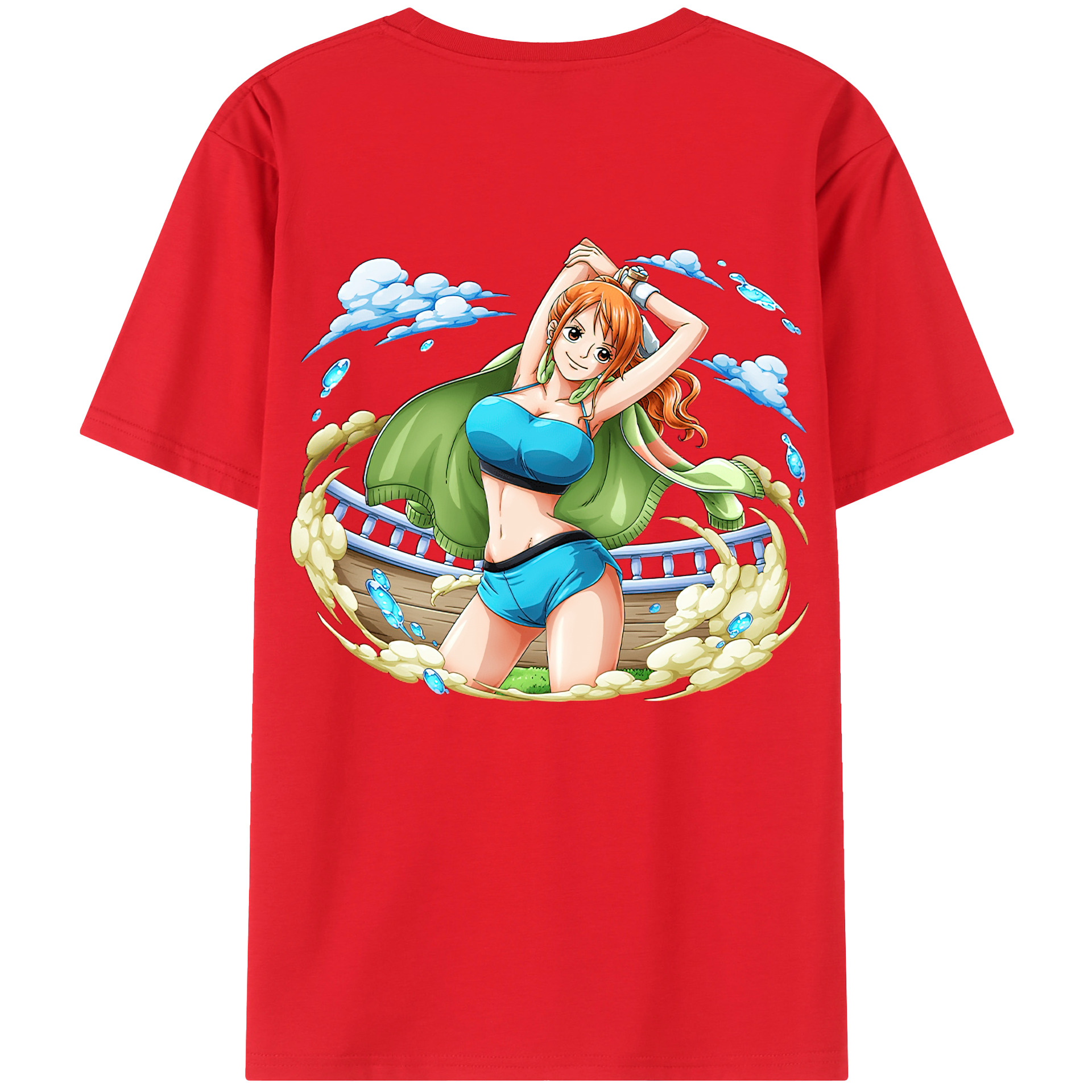 （画像用） ワンピース ナミ ONE PIECE Nami 綿100％ メンズ半袖Tシャツ（バックプリント） 通気性