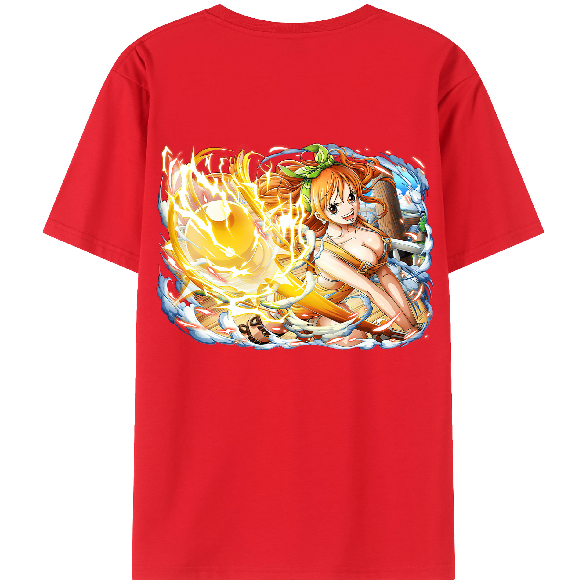 （画像用） ワンピース ナミ ONE PIECE Nami 綿100％ メンズ半袖Tシャツ（バックプリント） 通気性