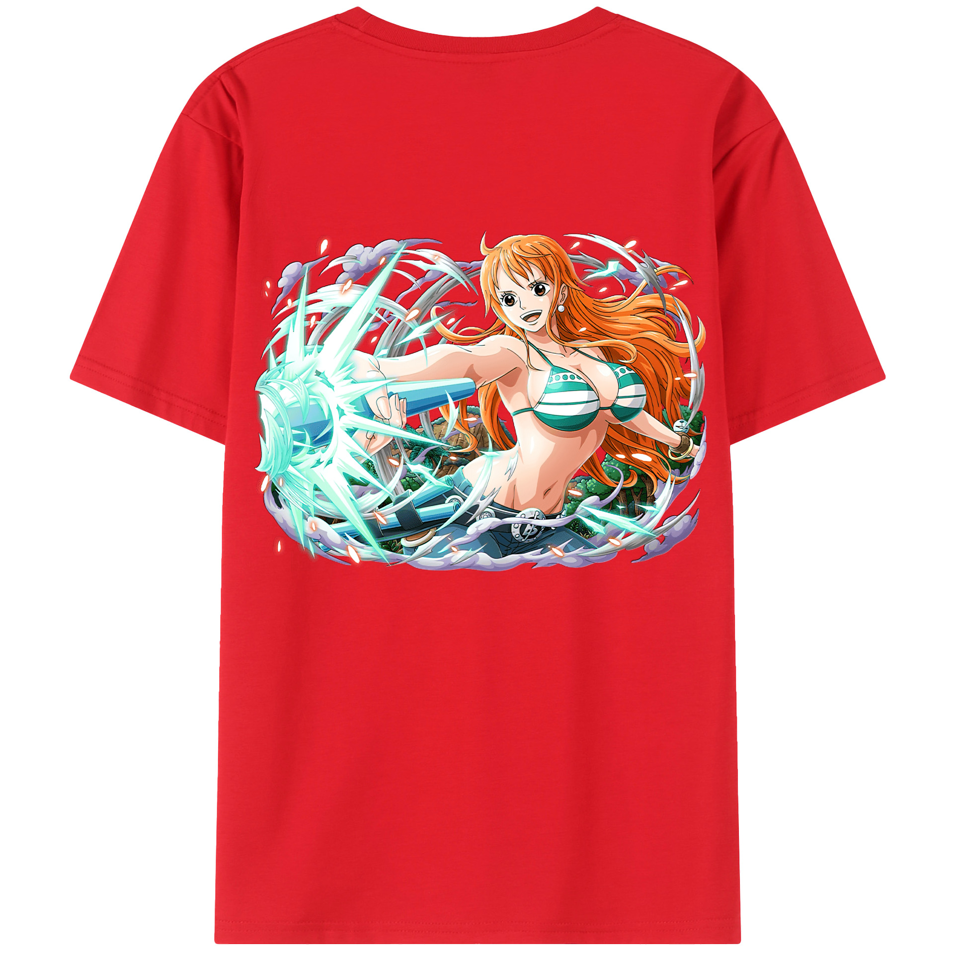 （画像用） ワンピース ナミ ONE PIECE Nami 綿100％ メンズ半袖Tシャツ（バックプリント） 通気性