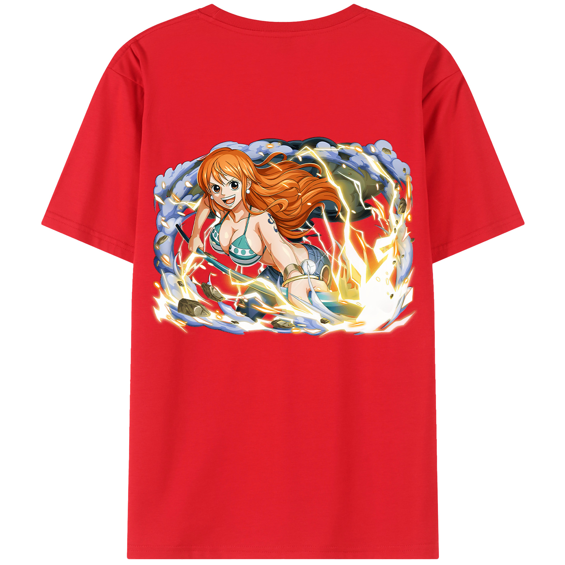 （画像用） ワンピース ナミ ONE PIECE Nami 綿100％ メンズ半袖Tシャツ（バックプリント） 通気性
