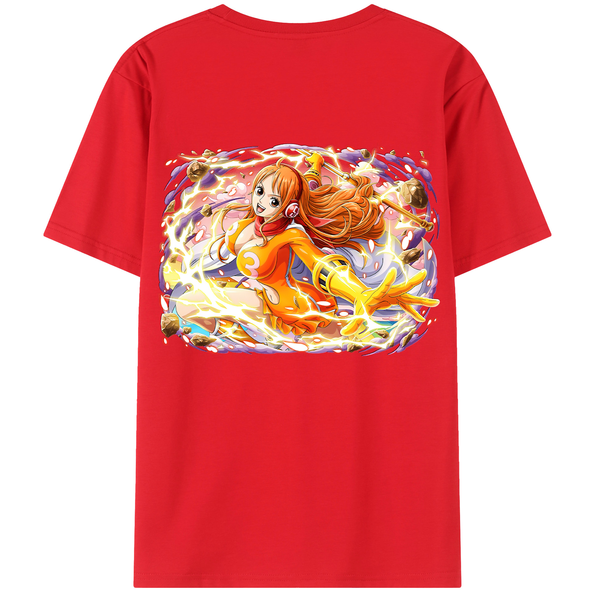 （画像用） ワンピース ナミ ONE PIECE Nami 綿100％ メンズ半袖Tシャツ（バックプリント） 通気性