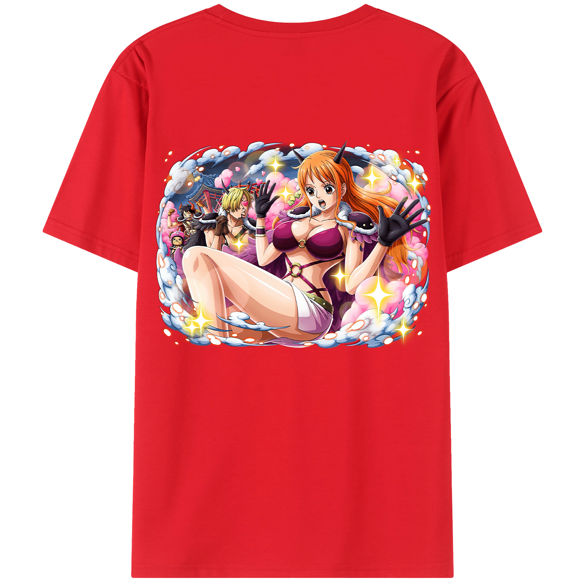 （画像用） ワンピース ナミ ONE PIECE Nami 綿100％ メンズ半袖Tシャツ（バックプリント） 通気性