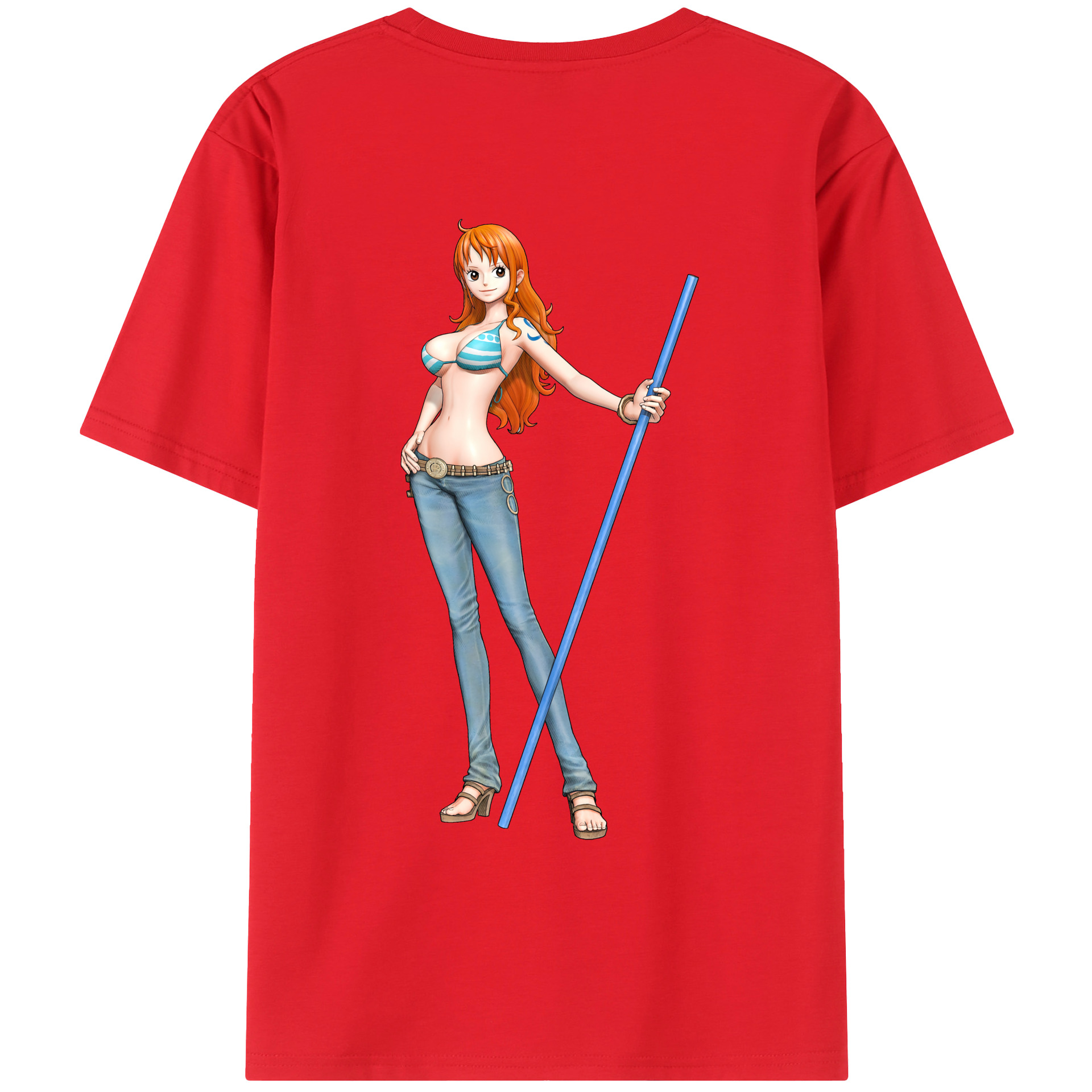 （画像用） ワンピース ナミ ONE PIECE Nami 綿100％ メンズ半袖Tシャツ（バックプリント） 通気性