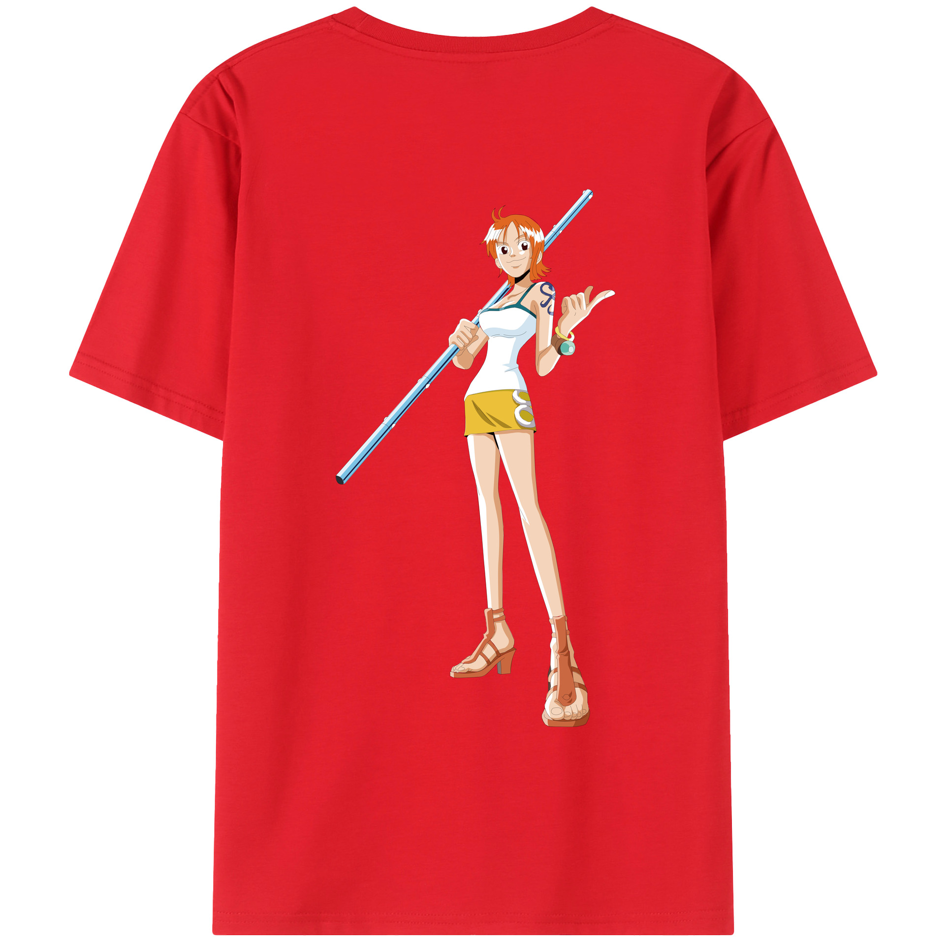 （画像用） ワンピース ナミ ONE PIECE Nami 綿100％ メンズ半袖Tシャツ（バックプリント） 通気性