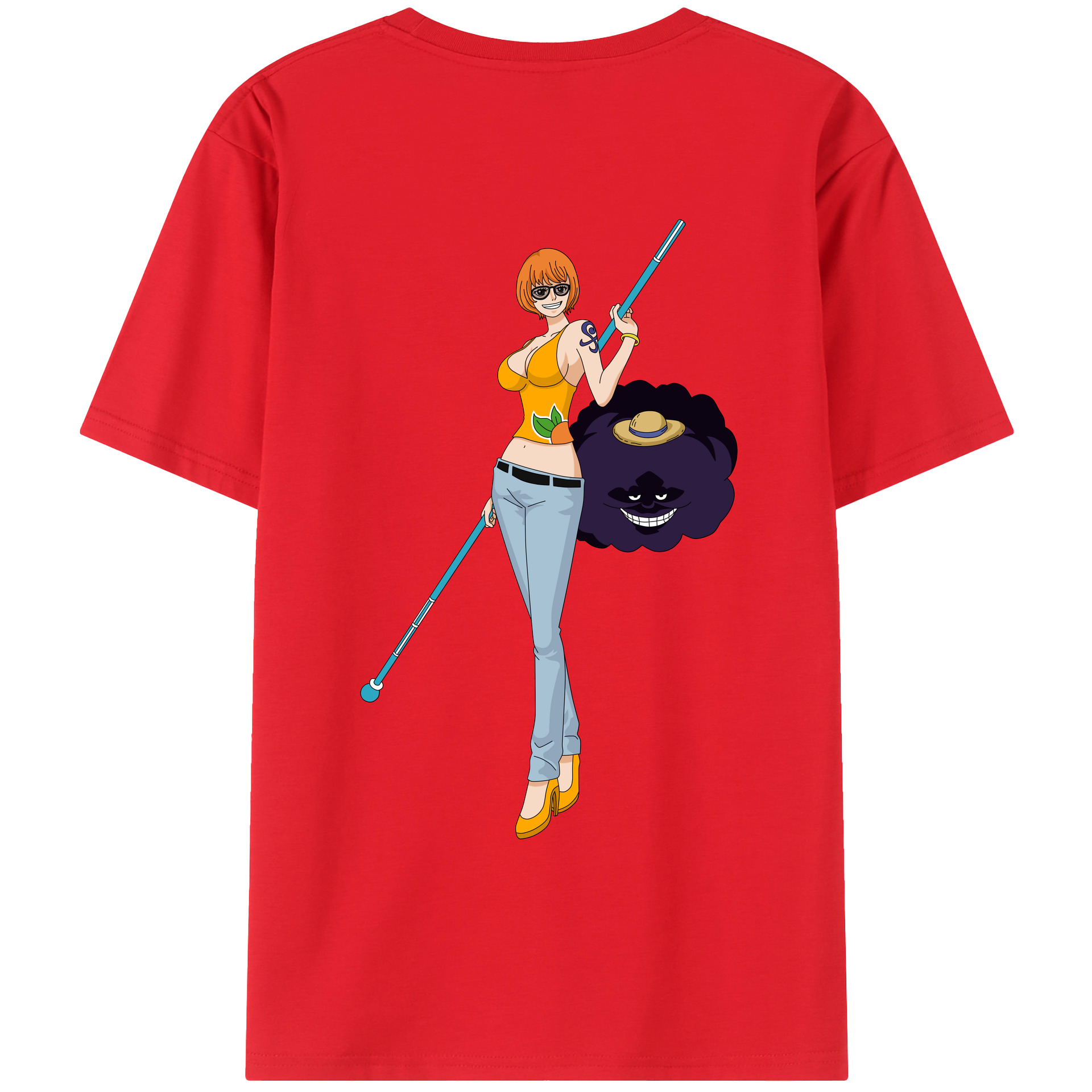 （画像用） ワンピース ナミ ONE PIECE Nami 綿100％ メンズ半袖Tシャツ（バックプリント） 通気性