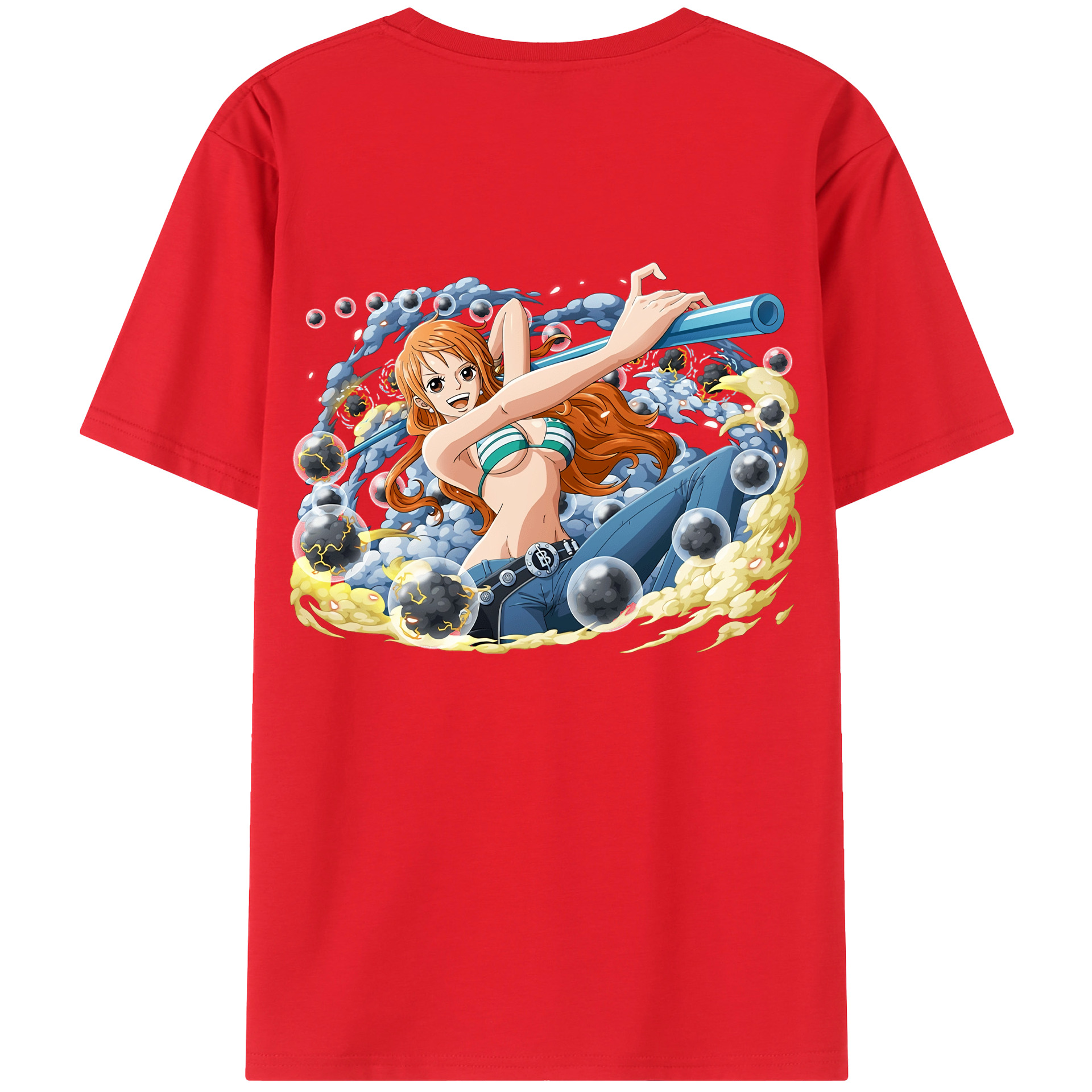 （画像用） ワンピース ナミ ONE PIECE Nami 綿100％ メンズ半袖Tシャツ（バックプリント） 通気性