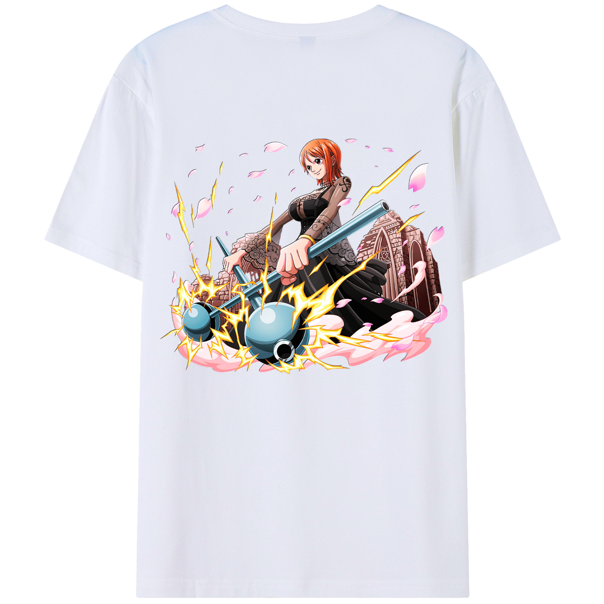 （画像用） ワンピース ナミ ONE PIECE Nami 綿100％ メンズ半袖Tシャツ（バックプリント） 通気性