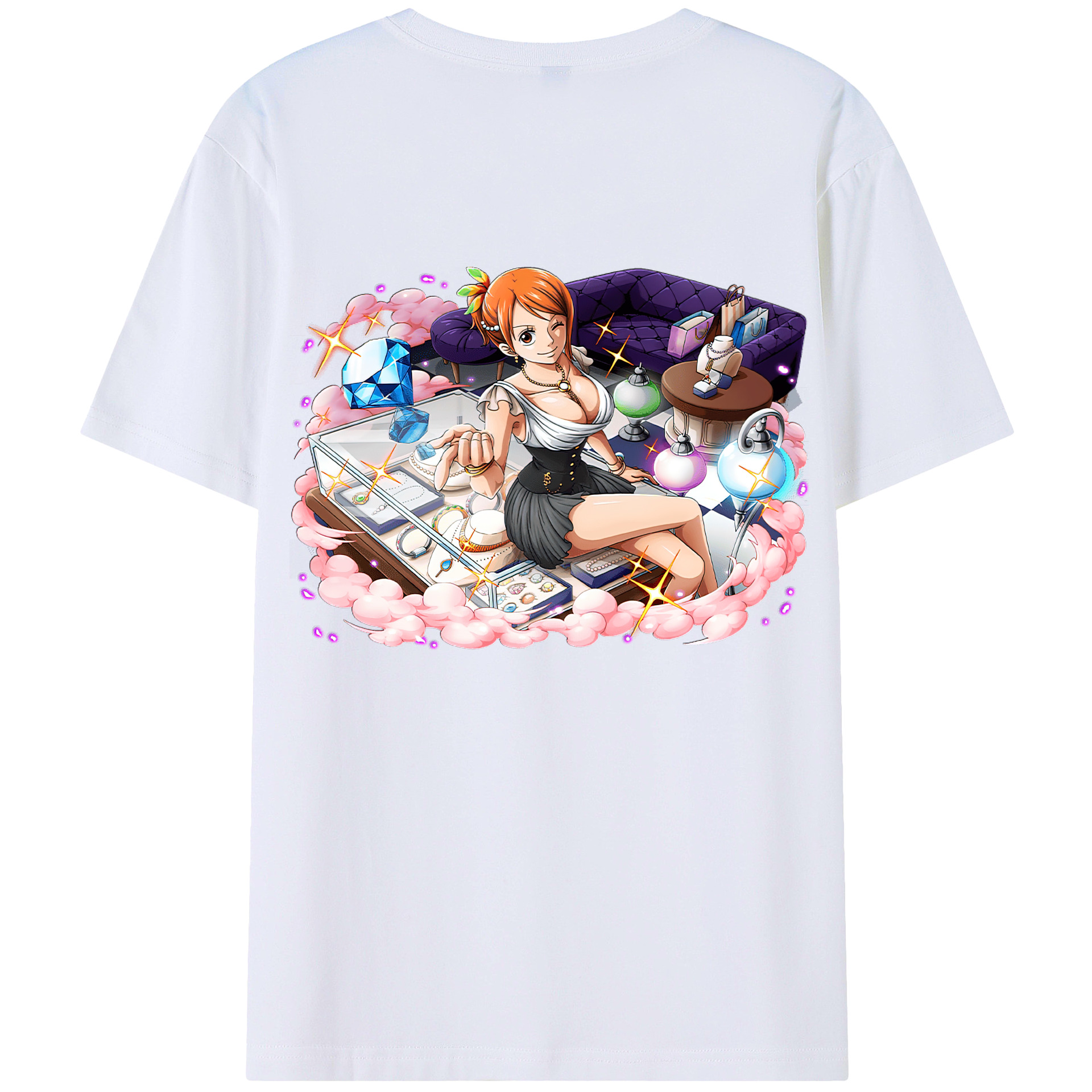 （画像用） ワンピース ナミ ONE PIECE Nami 綿100％ メンズ半袖Tシャツ（バックプリント） 通気性