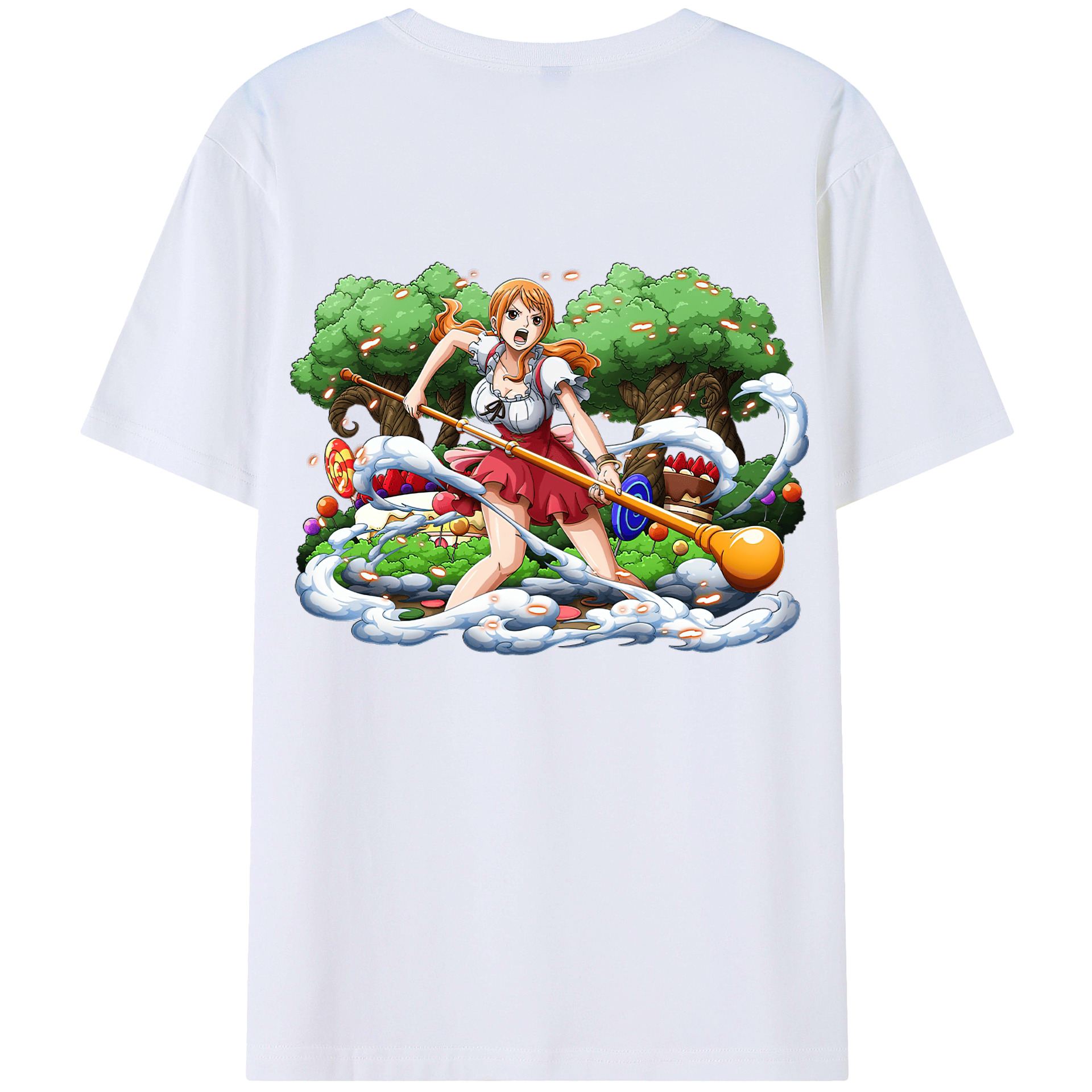 （画像用） ワンピース ナミ ONE PIECE Nami 綿100％ メンズ半袖Tシャツ（バックプリント） 通気性