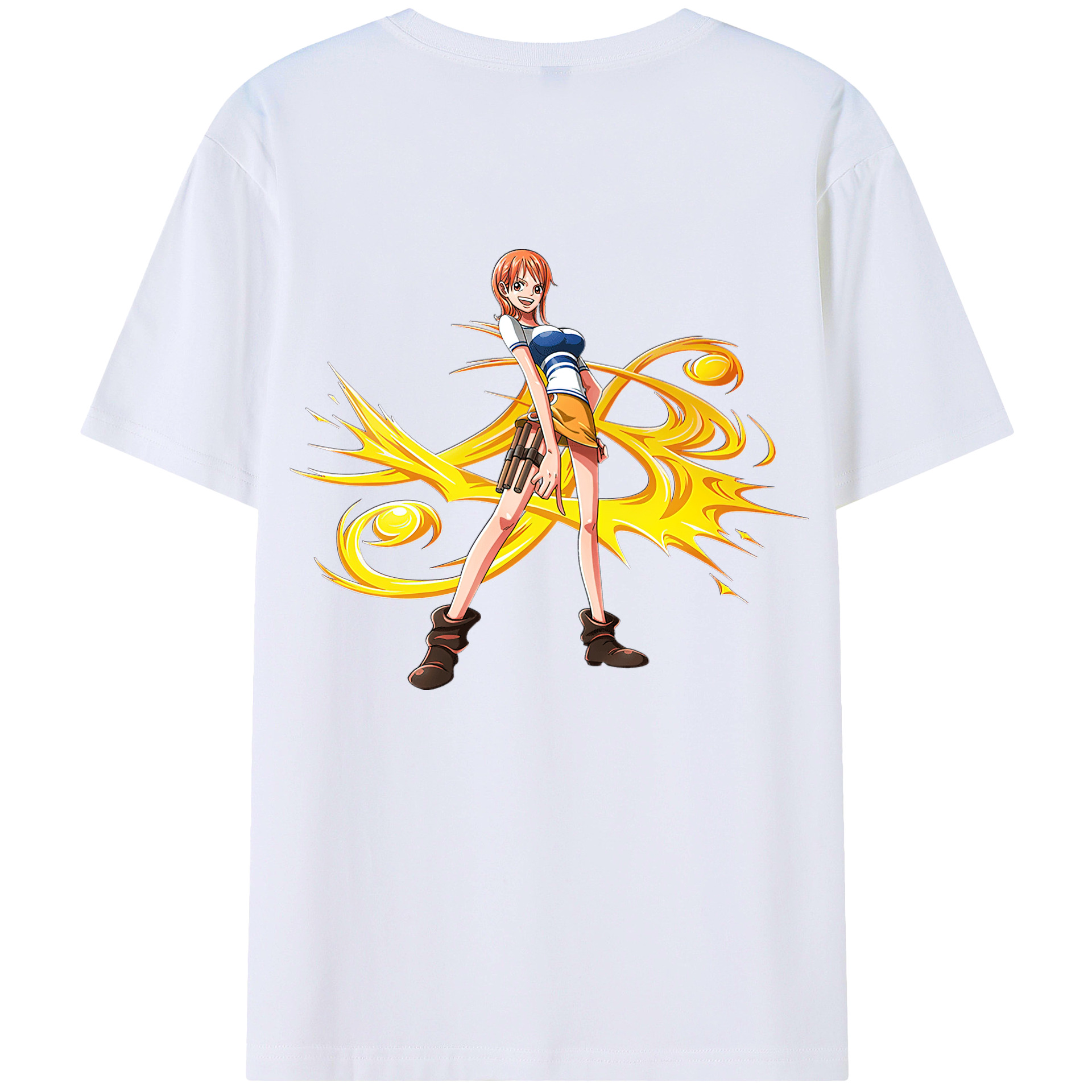 （画像用） ワンピース ナミ ONE PIECE Nami 綿100％ メンズ半袖Tシャツ（バックプリント） 通気性