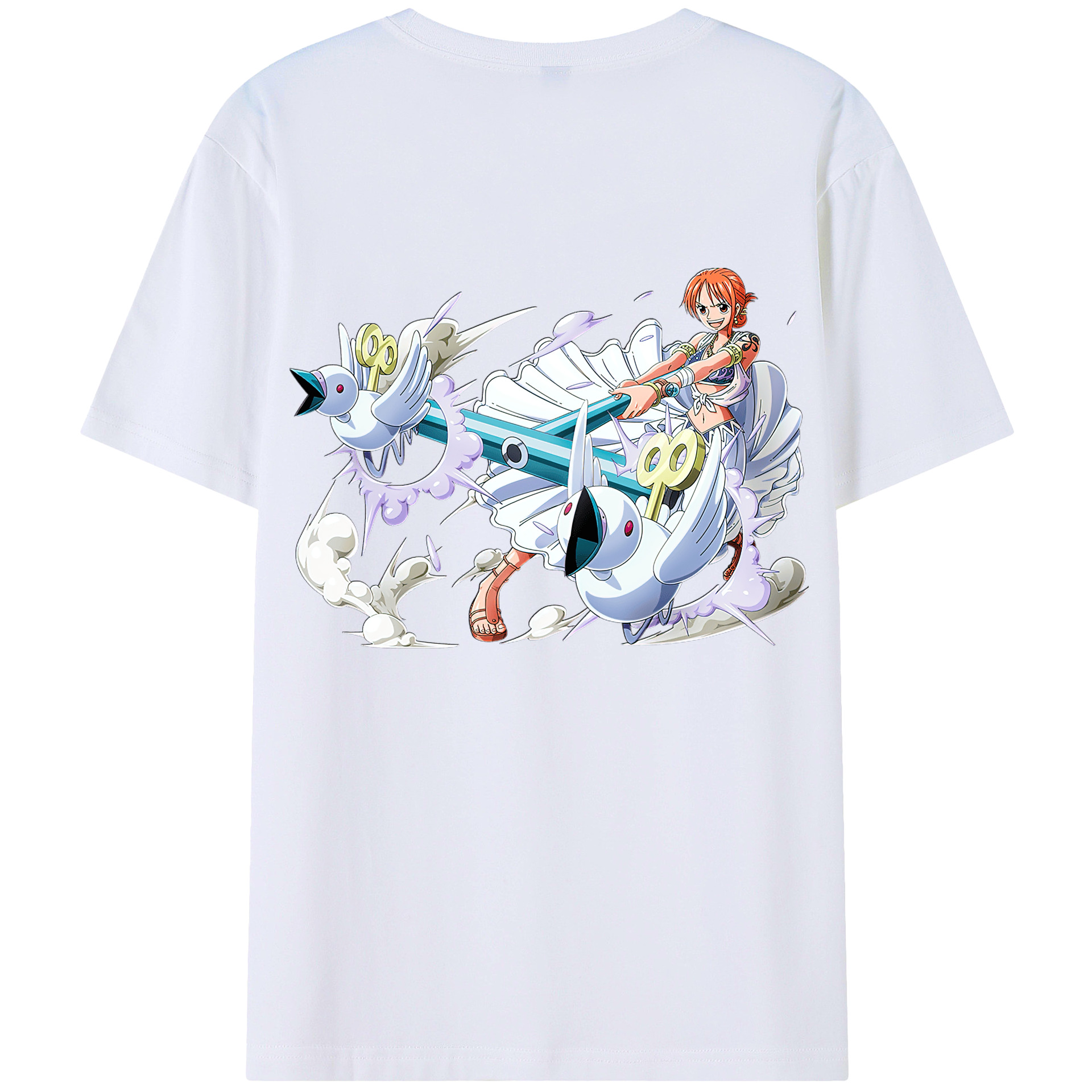（画像用） ワンピース ナミ ONE PIECE Nami 綿100％ メンズ半袖Tシャツ（バックプリント） 通気性