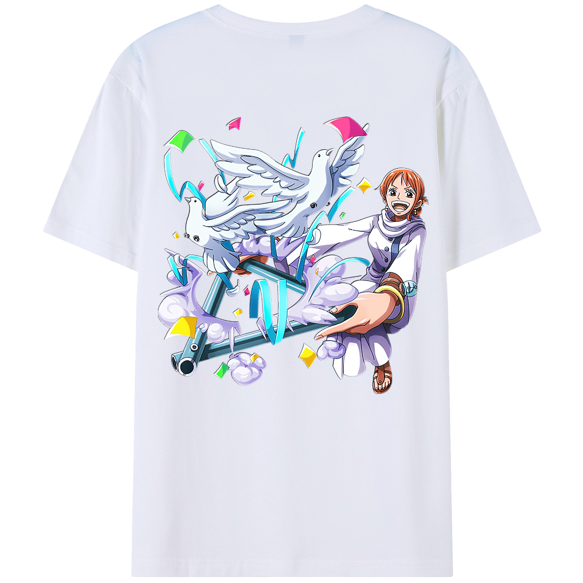 （画像用） ワンピース ナミ ONE PIECE Nami 綿100％ メンズ半袖Tシャツ（バックプリント） 通気性