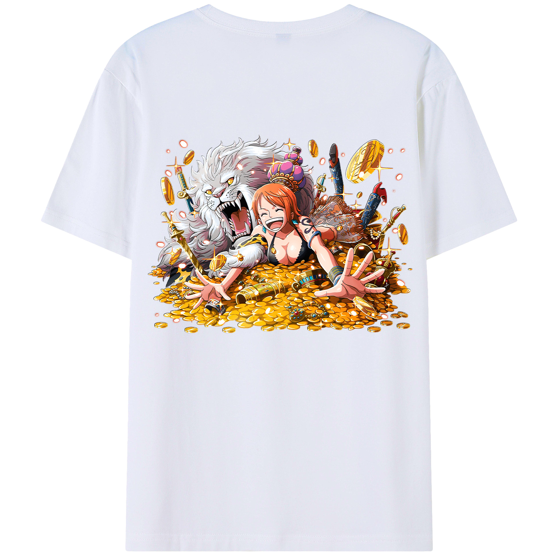 （画像用） ワンピース ナミ ONE PIECE Nami 綿100％ メンズ半袖Tシャツ（バックプリント） 通気性