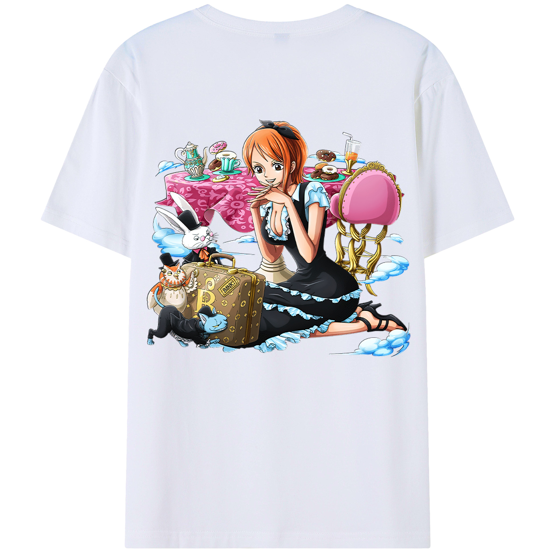 （画像用） ワンピース ナミ ONE PIECE Nami 綿100％ メンズ半袖Tシャツ（バックプリント） 通気性