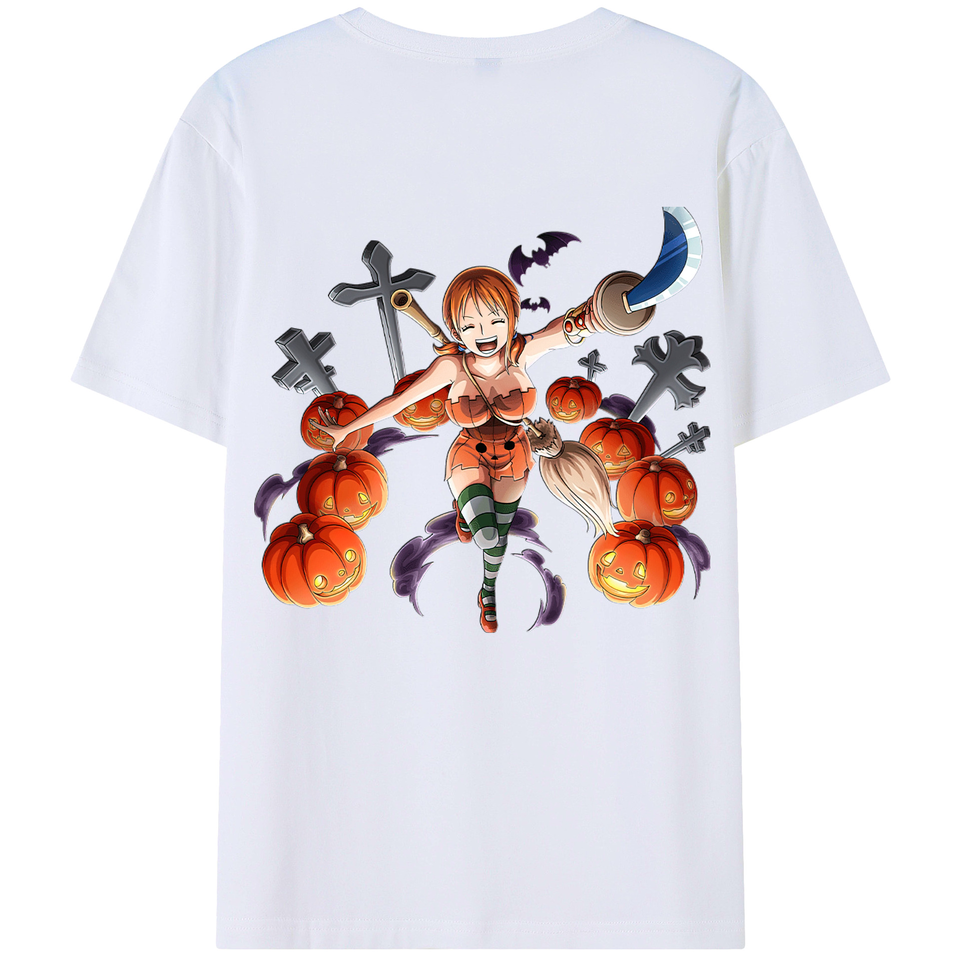 （画像用） ワンピース ナミ ONE PIECE Nami 綿100％ メンズ半袖Tシャツ（バックプリント） 通気性