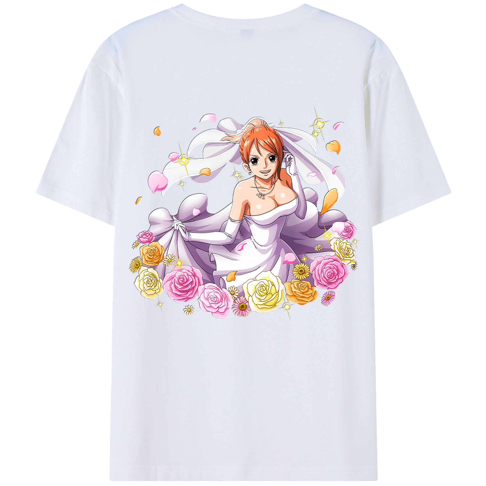 （画像用） ワンピース ナミ ONE PIECE Nami 綿100％ メンズ半袖Tシャツ（バックプリント） 通気性