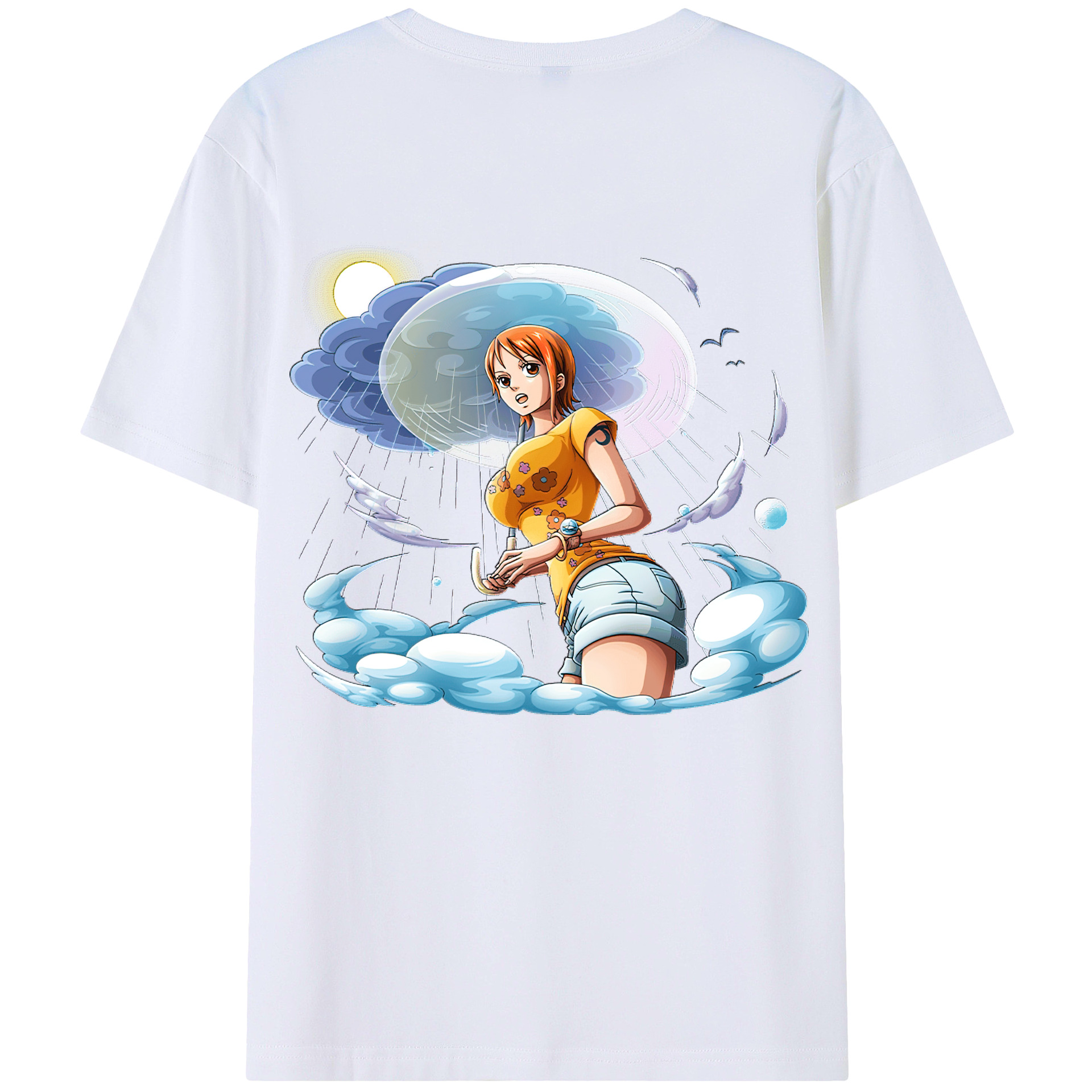 （画像用） ワンピース ナミ ONE PIECE Nami 綿100％ メンズ半袖Tシャツ（バックプリント） 通気性