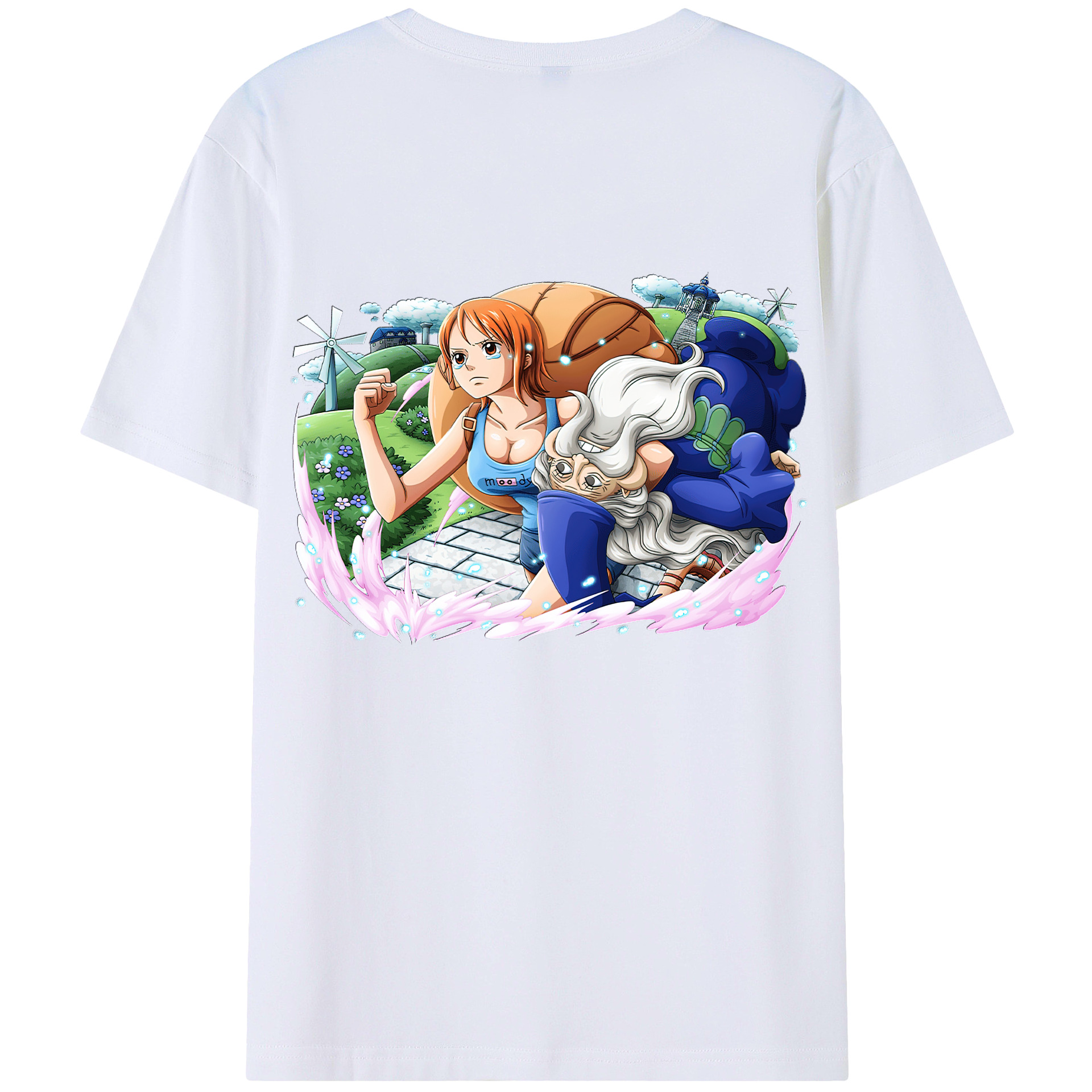 （画像用） ワンピース ナミ ONE PIECE Nami 綿100％ メンズ半袖Tシャツ（バックプリント） 通気性