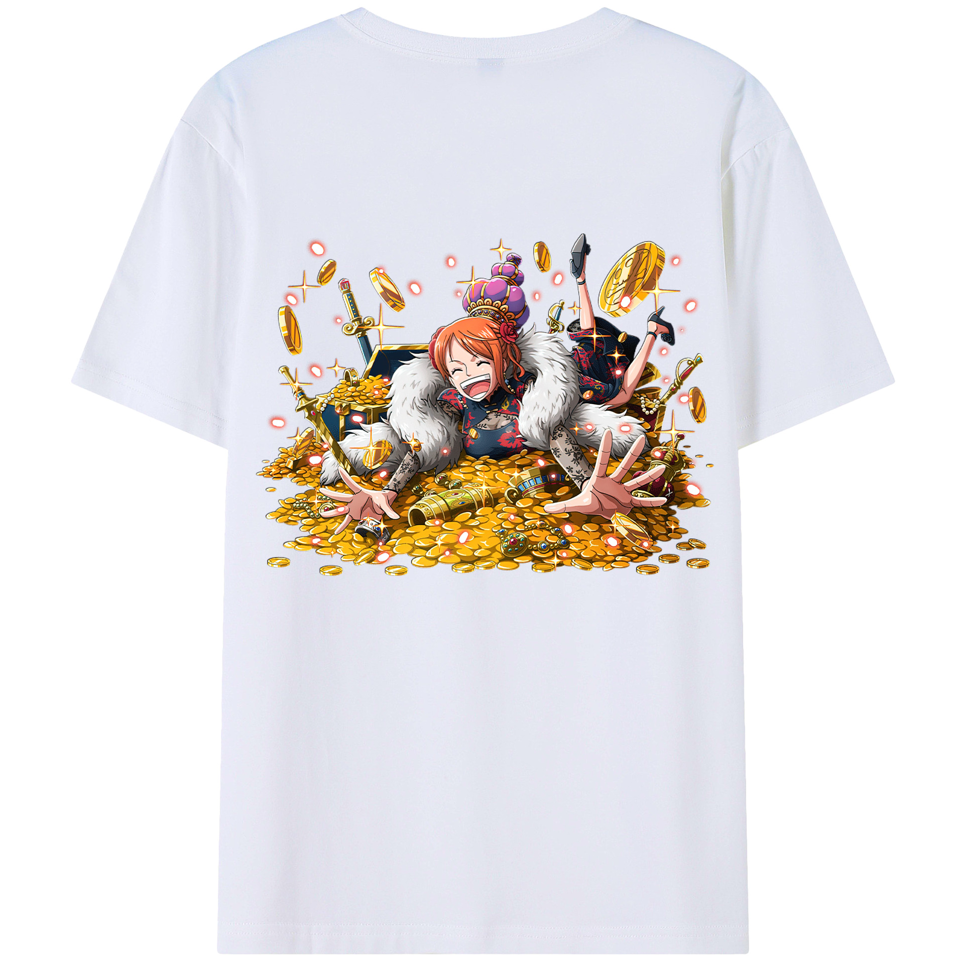 （画像用） ワンピース ナミ ONE PIECE Nami 綿100％ メンズ半袖Tシャツ（バックプリント） 通気性