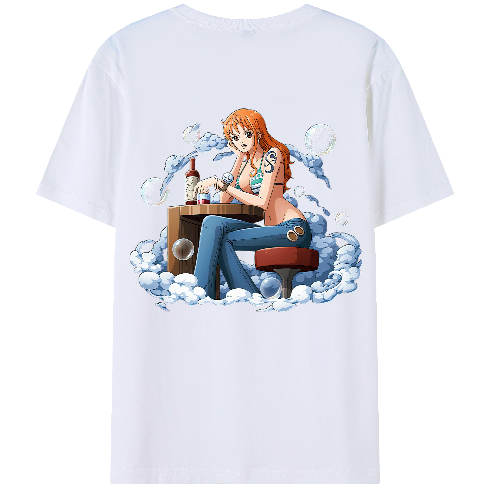 （画像用） ワンピース ナミ ONE PIECE Nami 綿100％ メンズ半袖Tシャツ（バックプリント） 通気性