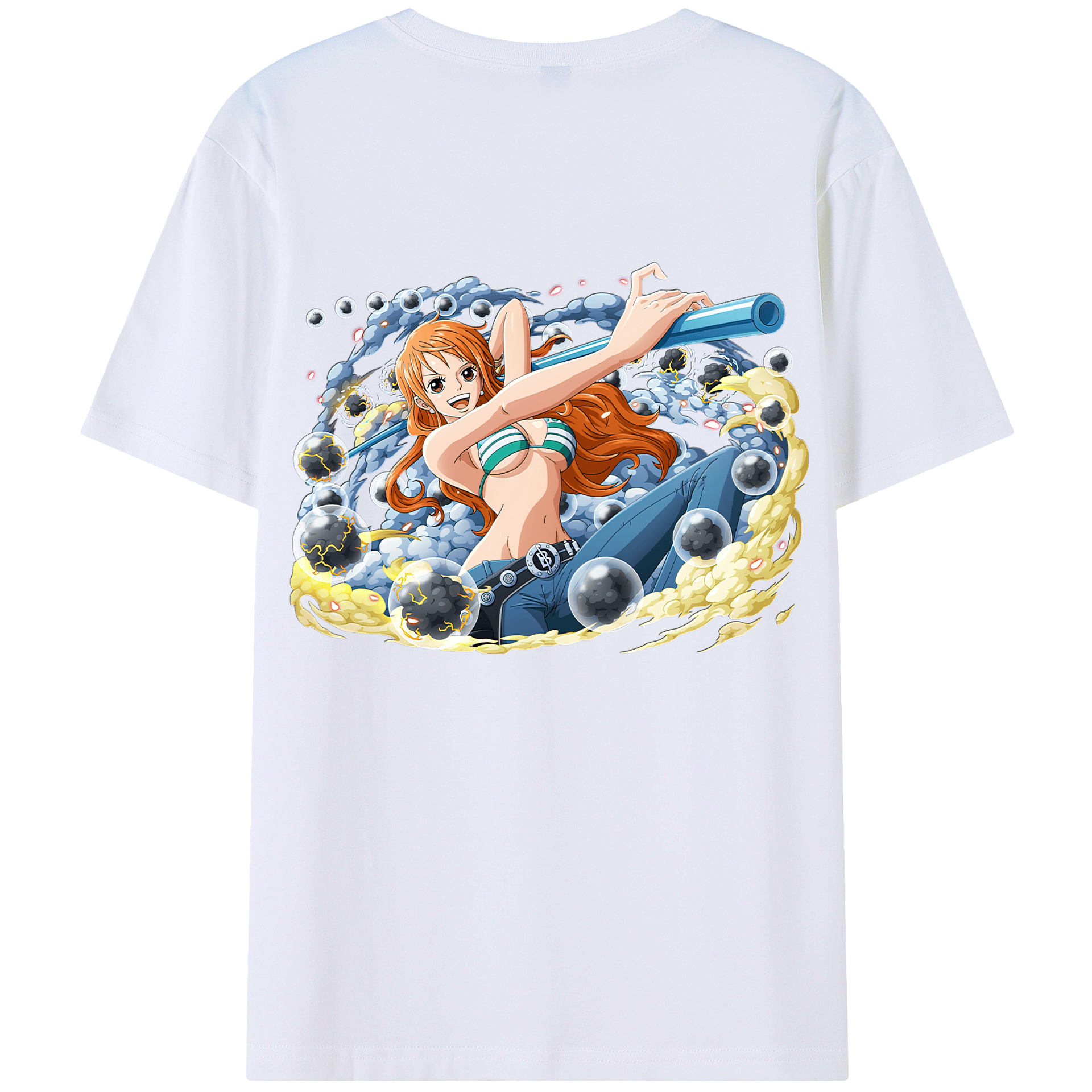 （画像用） ワンピース ナミ ONE PIECE Nami 綿100％ メンズ半袖Tシャツ（バックプリント） 通気性