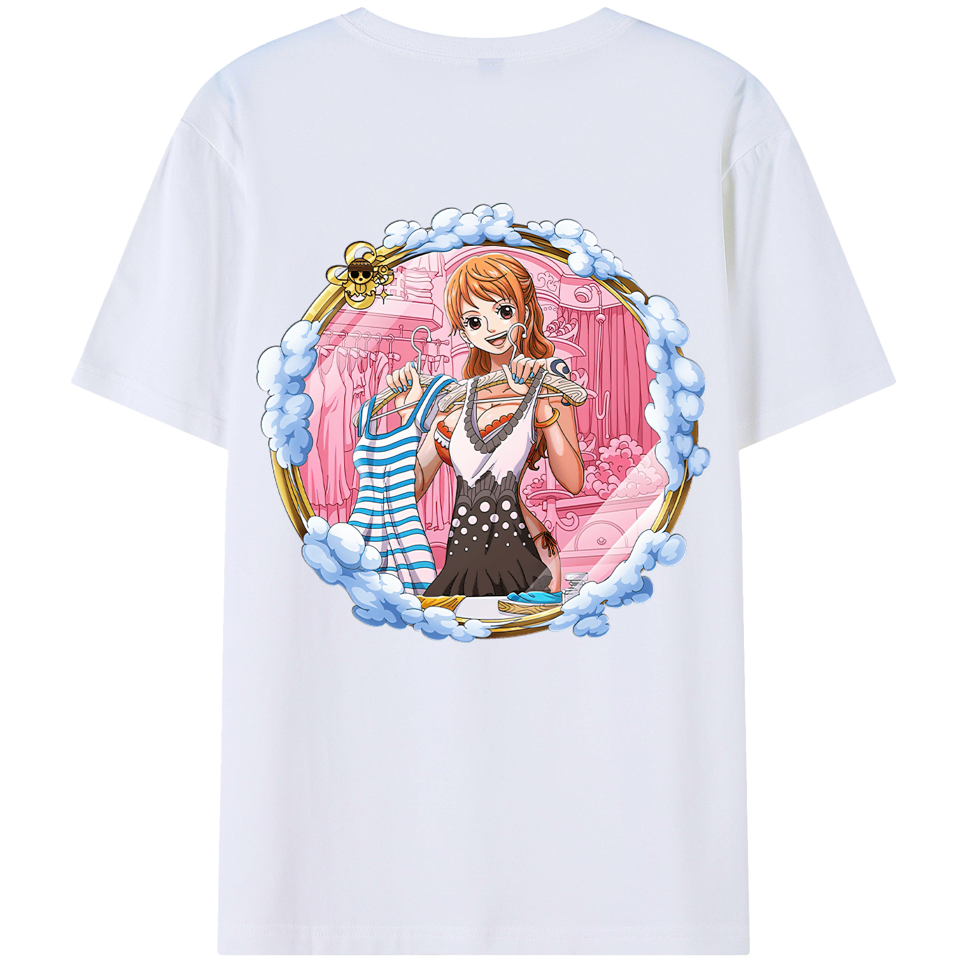 （画像用） ワンピース ナミ ONE PIECE Nami 綿100％ メンズ半袖Tシャツ（バックプリント） 通気性