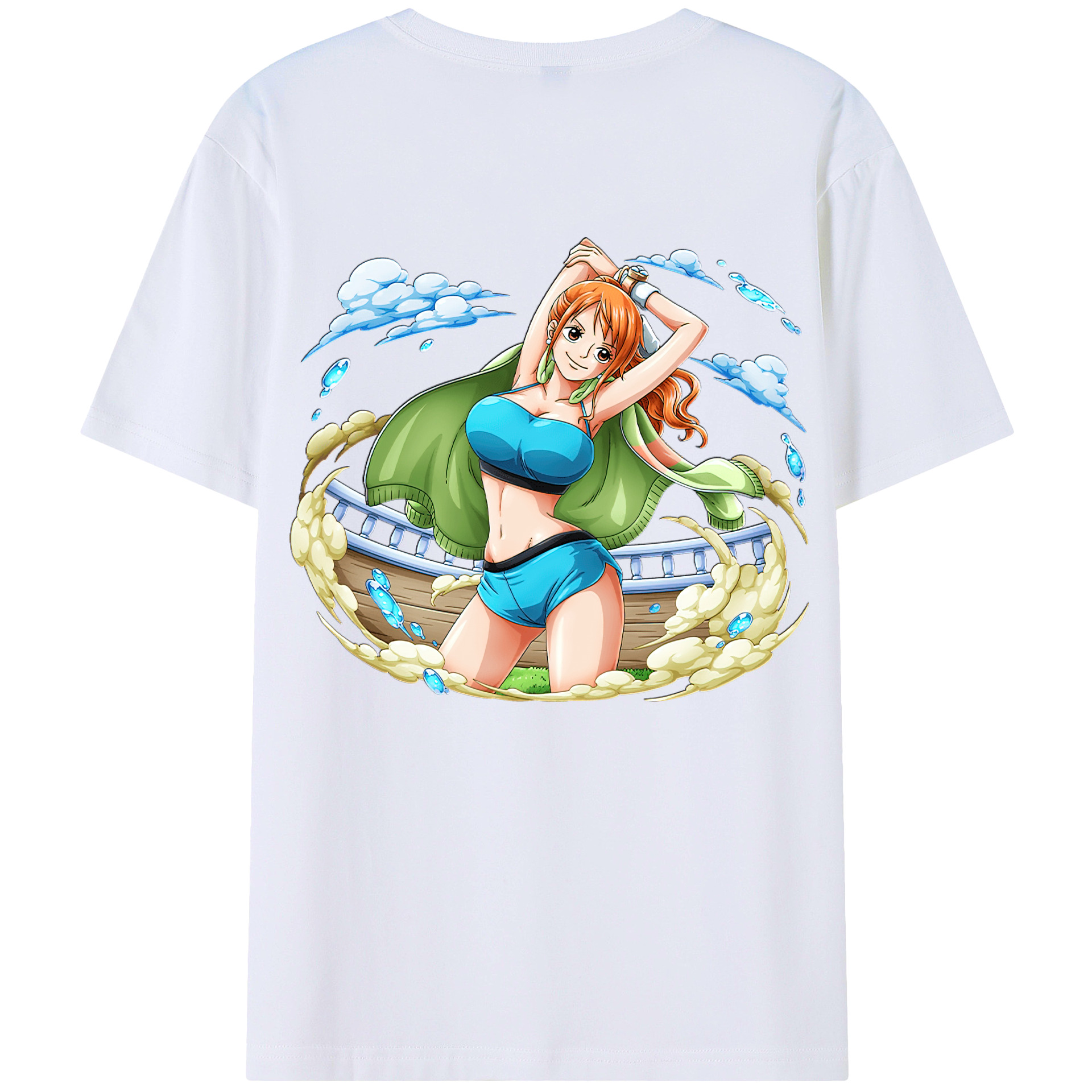 （画像用） ワンピース ナミ ONE PIECE Nami 綿100％ メンズ半袖Tシャツ（バックプリント） 通気性
