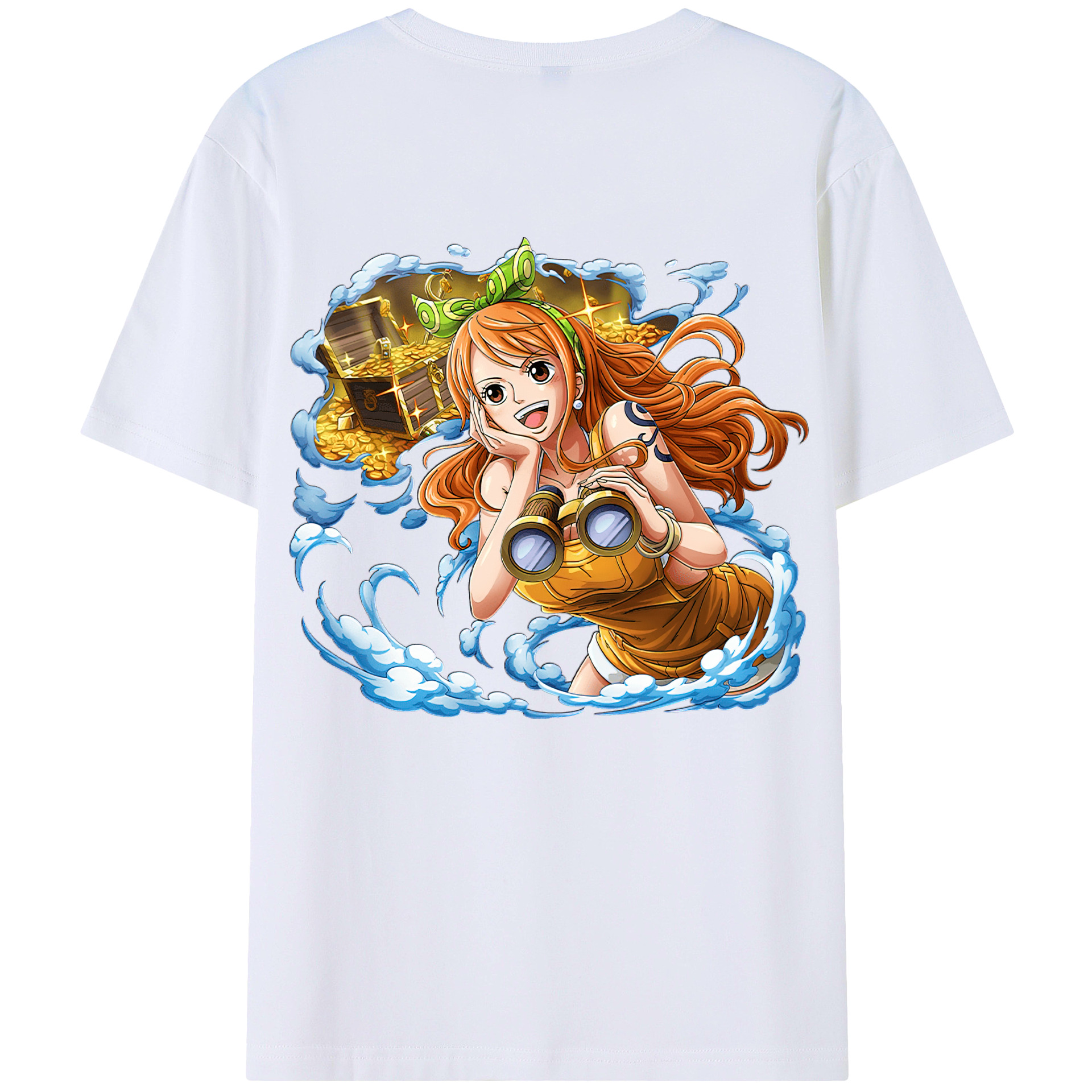 （画像用） ワンピース ナミ ONE PIECE Nami 綿100％ メンズ半袖Tシャツ（バックプリント） 通気性