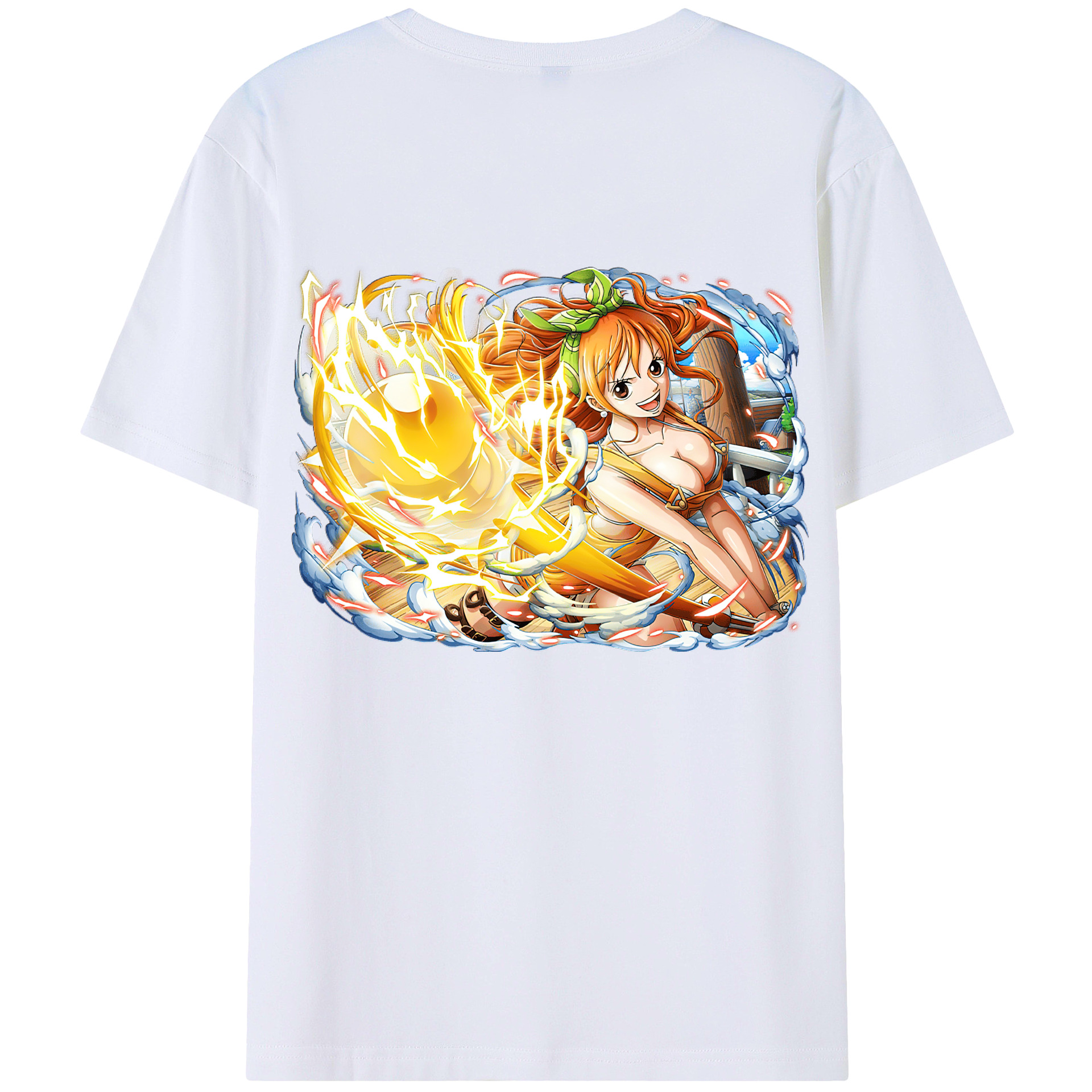 （画像用） ワンピース ナミ ONE PIECE Nami 綿100％ メンズ半袖Tシャツ（バックプリント） 通気性