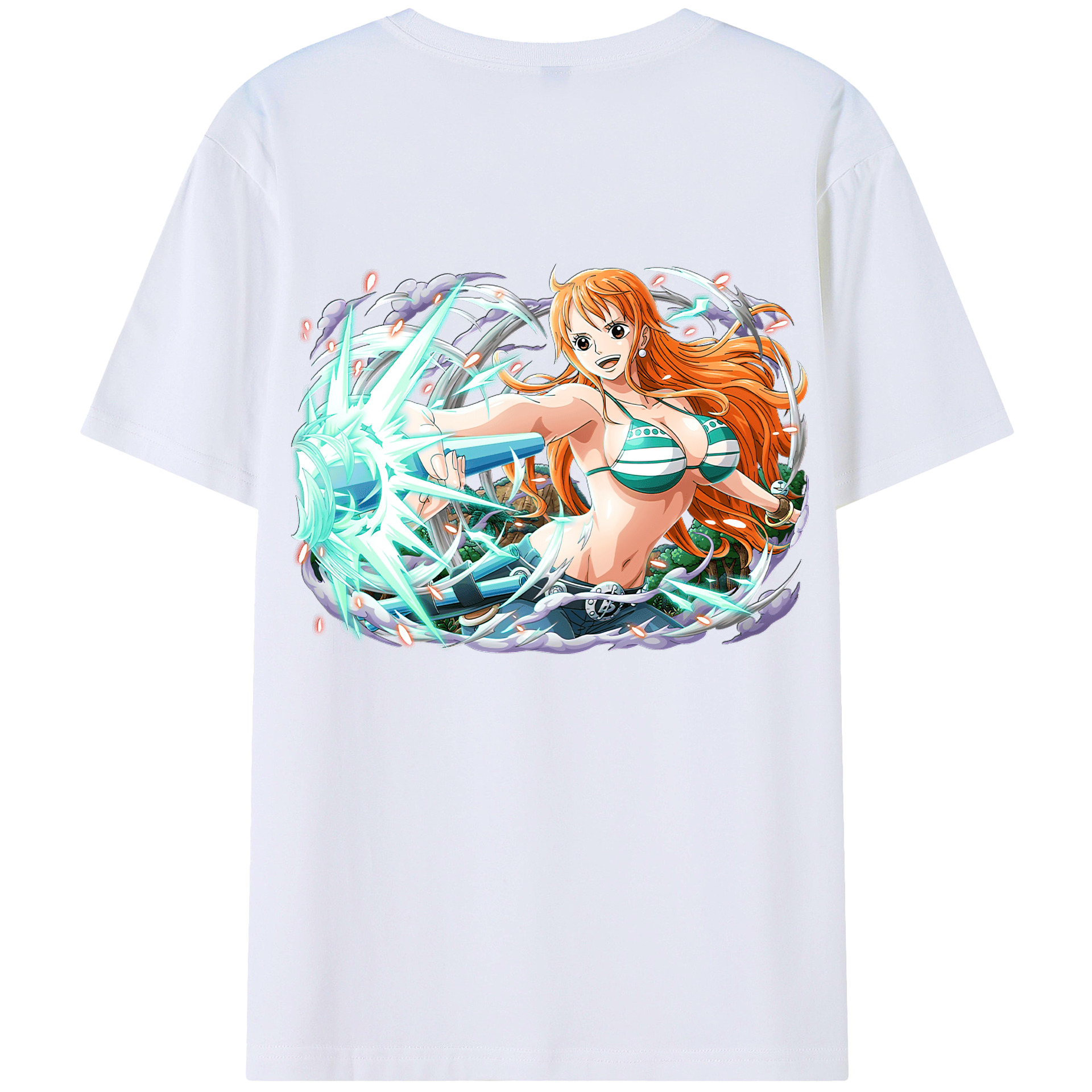 （画像用） ワンピース ナミ ONE PIECE Nami 綿100％ メンズ半袖Tシャツ（バックプリント） 通気性