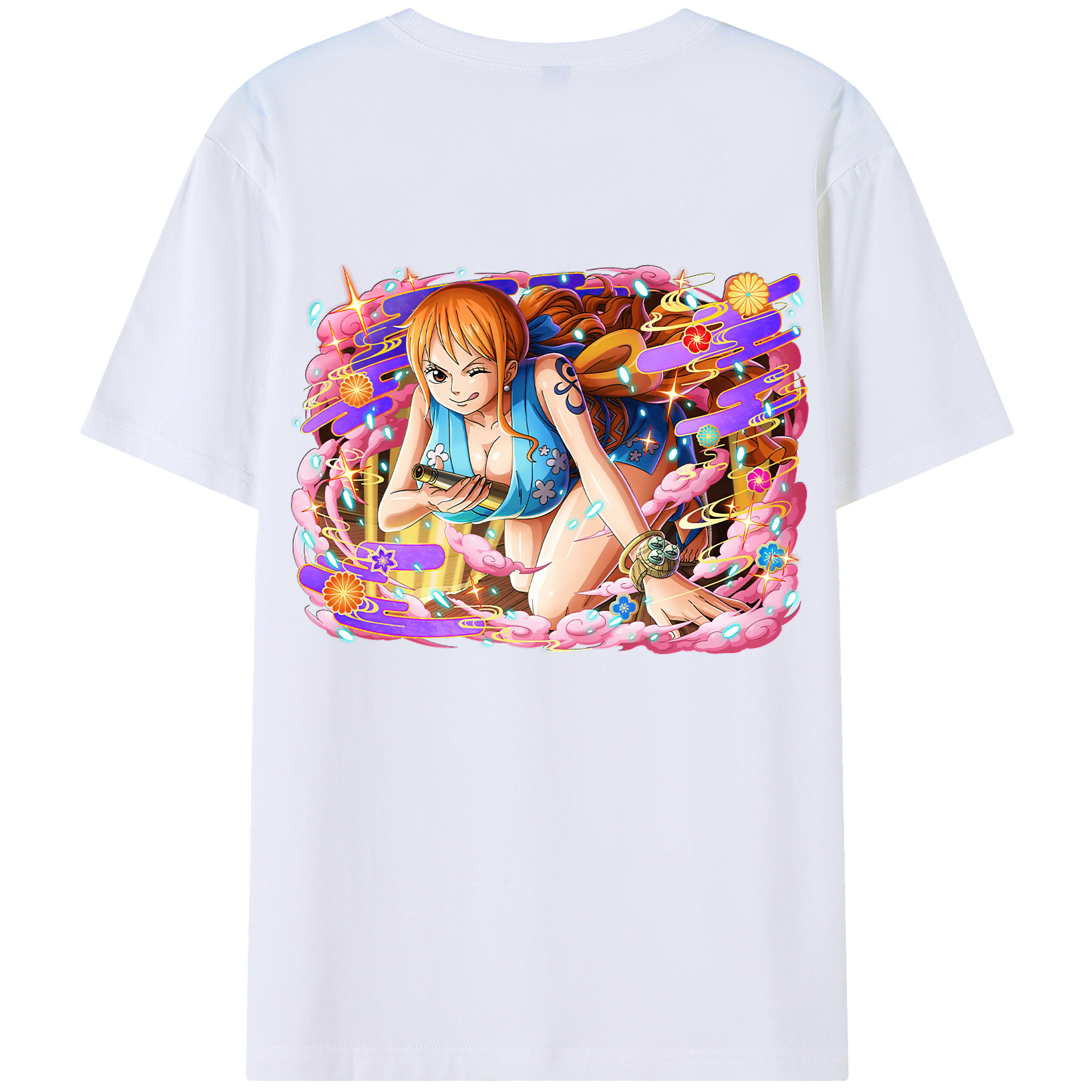 （画像用） ワンピース ナミ ONE PIECE Nami 綿100％ メンズ半袖Tシャツ（バックプリント） 通気性