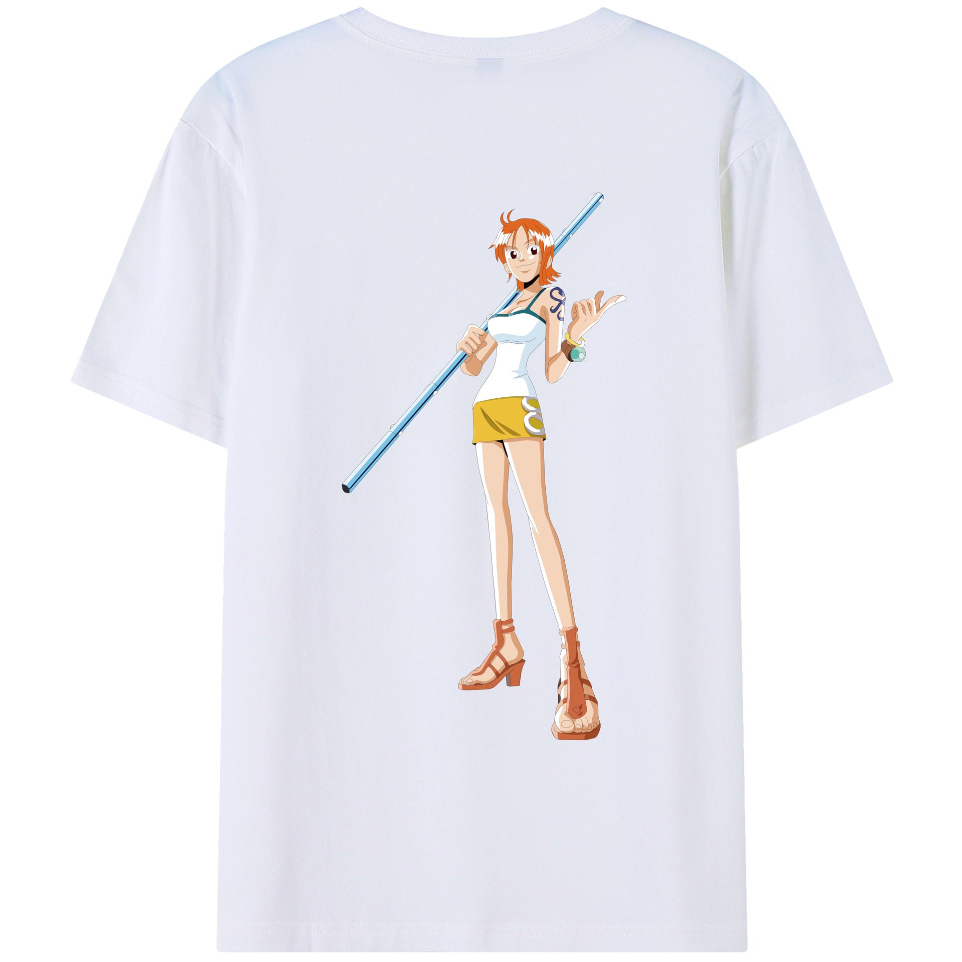 （画像用） ワンピース ナミ ONE PIECE Nami 綿100％ メンズ半袖Tシャツ（バックプリント） 通気性