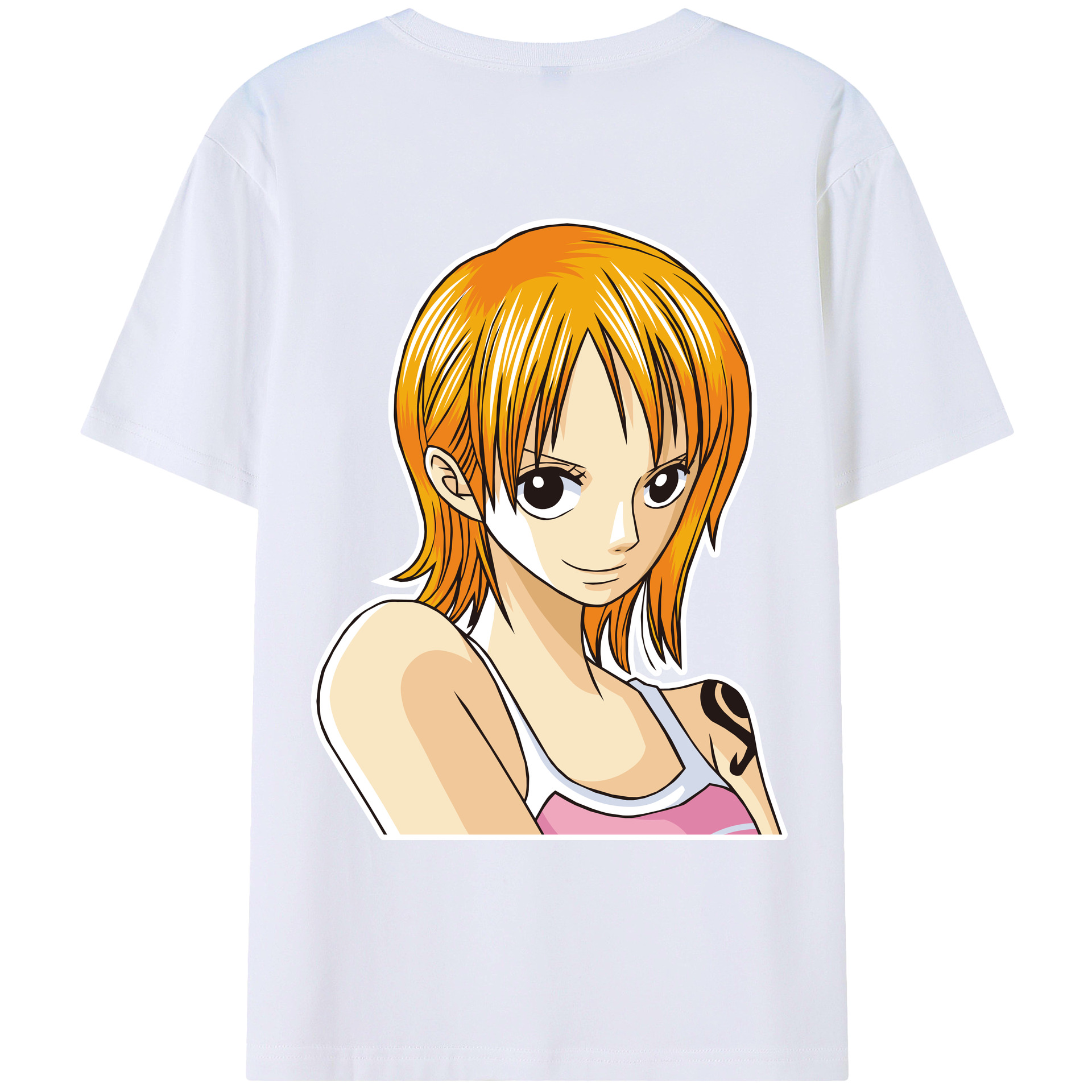 （画像用） ワンピース ナミ ONE PIECE Nami 綿100％ メンズ半袖Tシャツ（バックプリント） 通気性