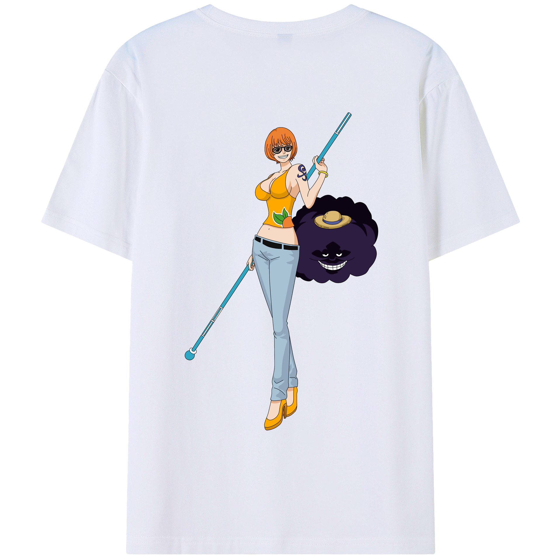 （画像用） ワンピース ナミ ONE PIECE Nami 綿100％ メンズ半袖Tシャツ（バックプリント） 通気性