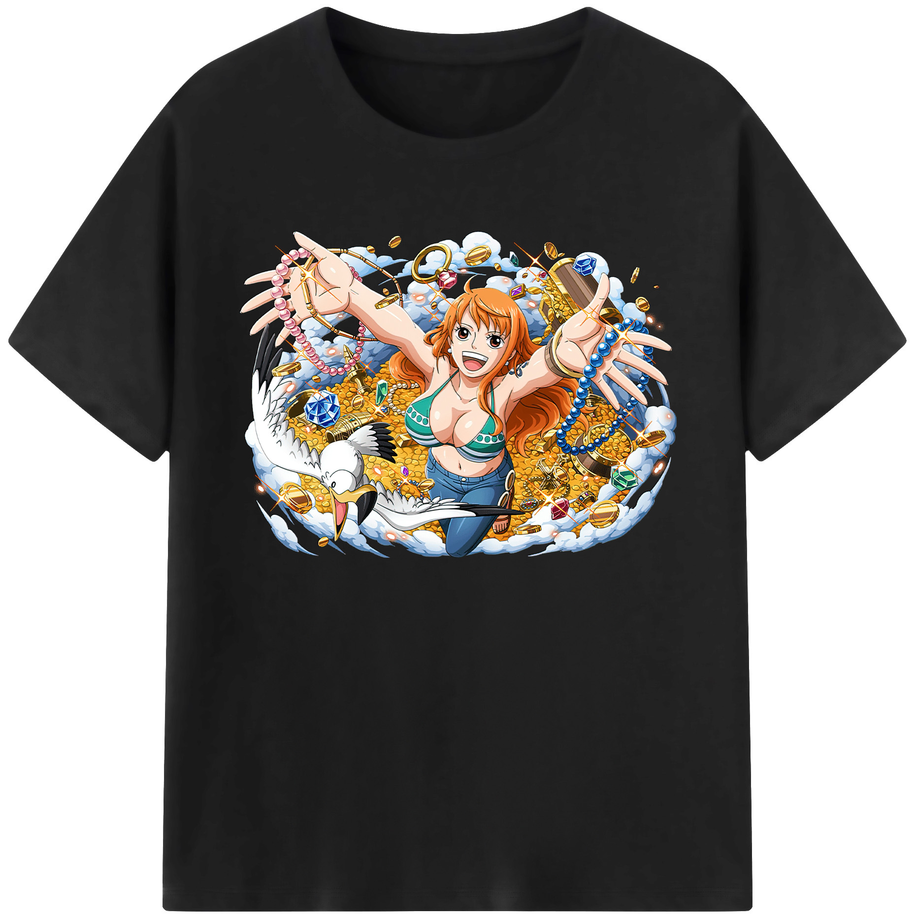 （画像用） ワンピース ナミ ONE PIECE Nami 綿100％ メンズ半袖Tシャツ｜肌触りやわらか＆通気性