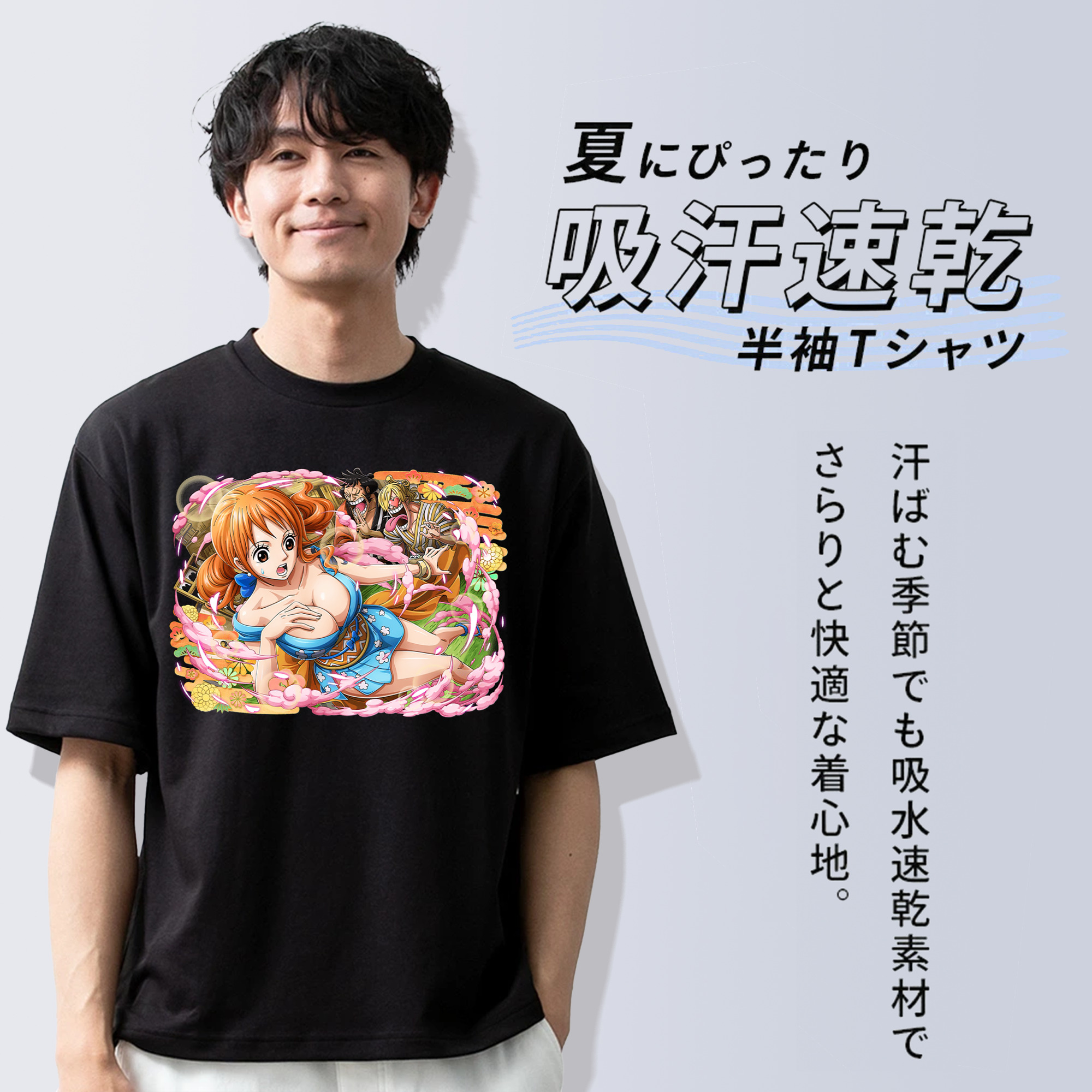 ワンピース ナミ ONE PIECE Nami 綿100％ メンズ半袖Tシャツ｜肌触りやわらか＆通気性