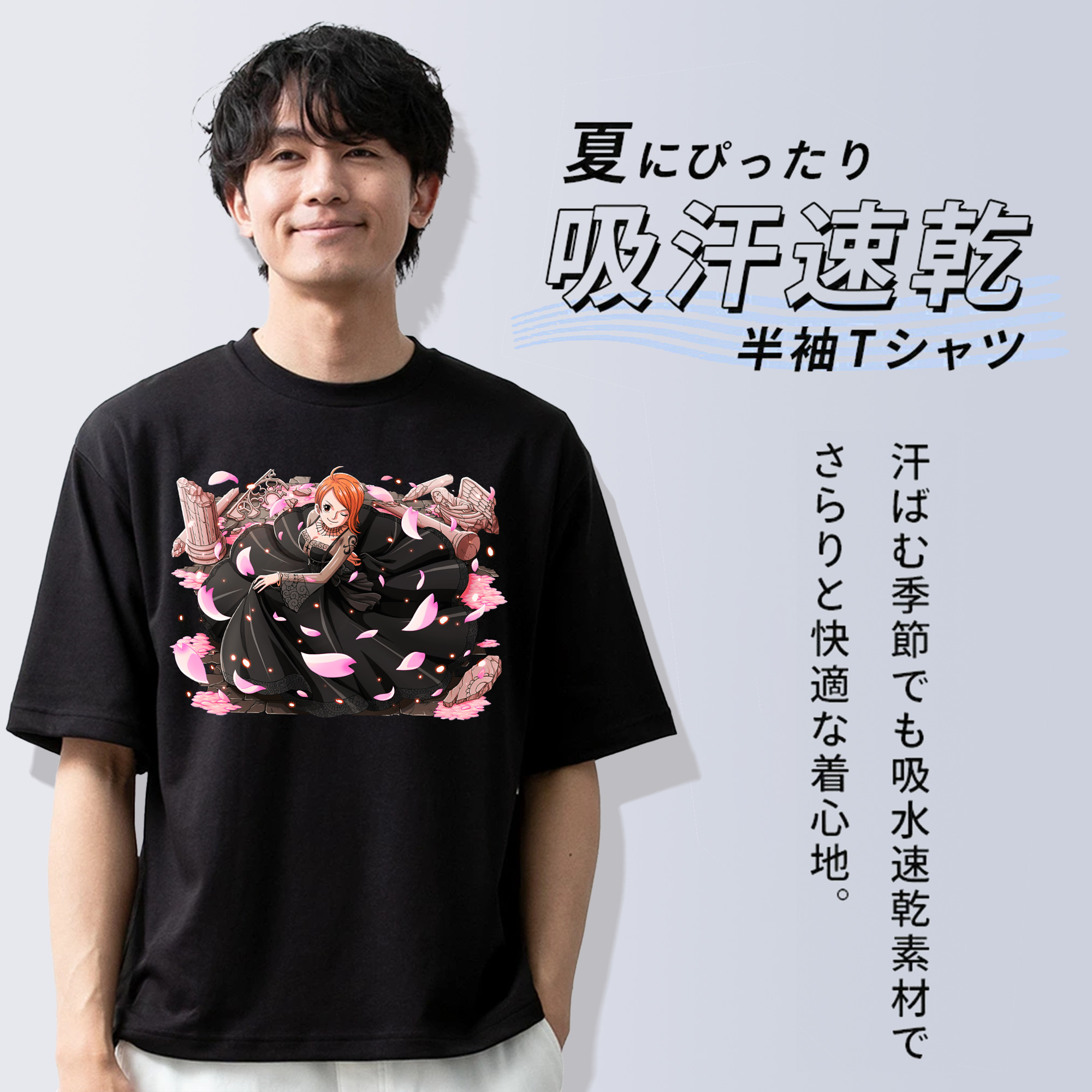 ワンピース ナミ ONE PIECE Nami 綿100％ メンズ半袖Tシャツ｜肌触りやわらか＆通気性