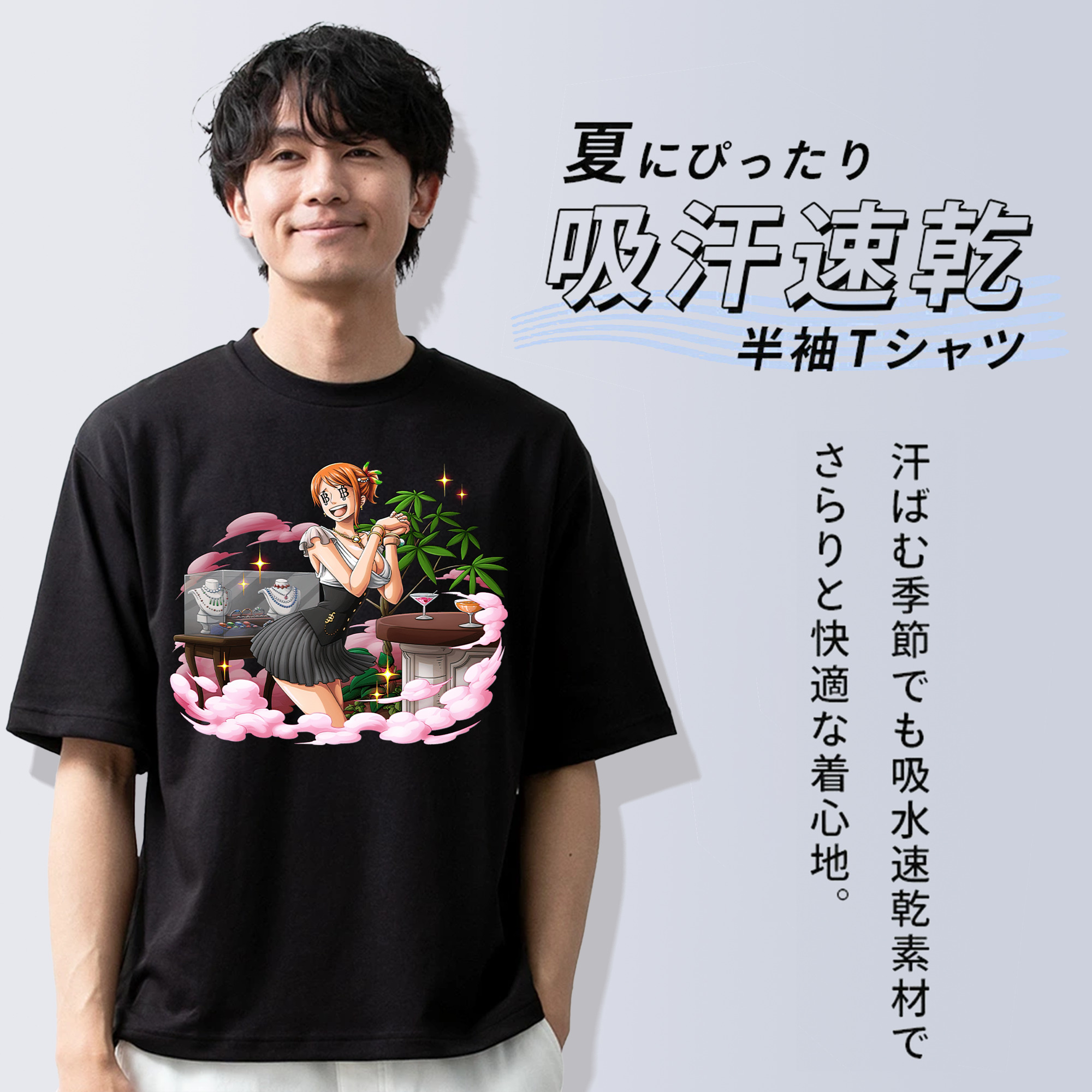 ワンピース ナミ ONE PIECE Nami 綿100％ メンズ半袖Tシャツ｜肌触りやわらか＆通気性