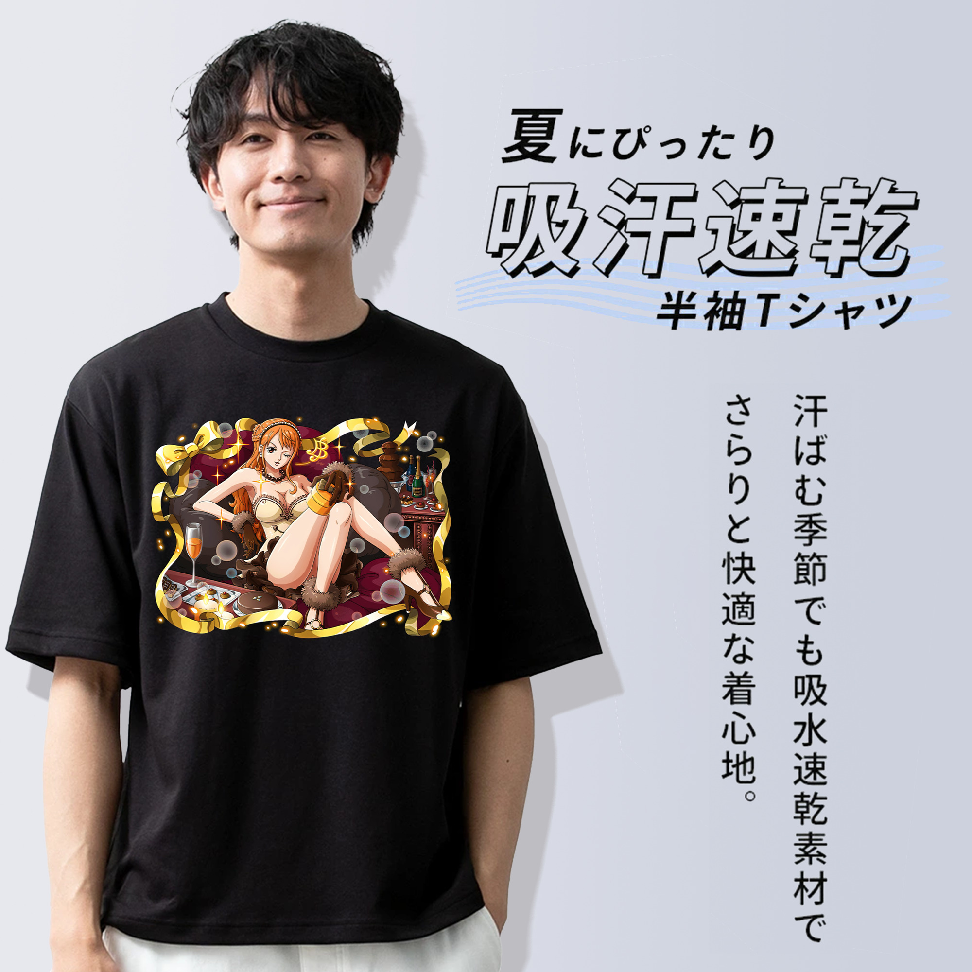 ワンピース ナミ ONE PIECE Nami 綿100％ メンズ半袖Tシャツ｜肌触りやわらか＆通気性