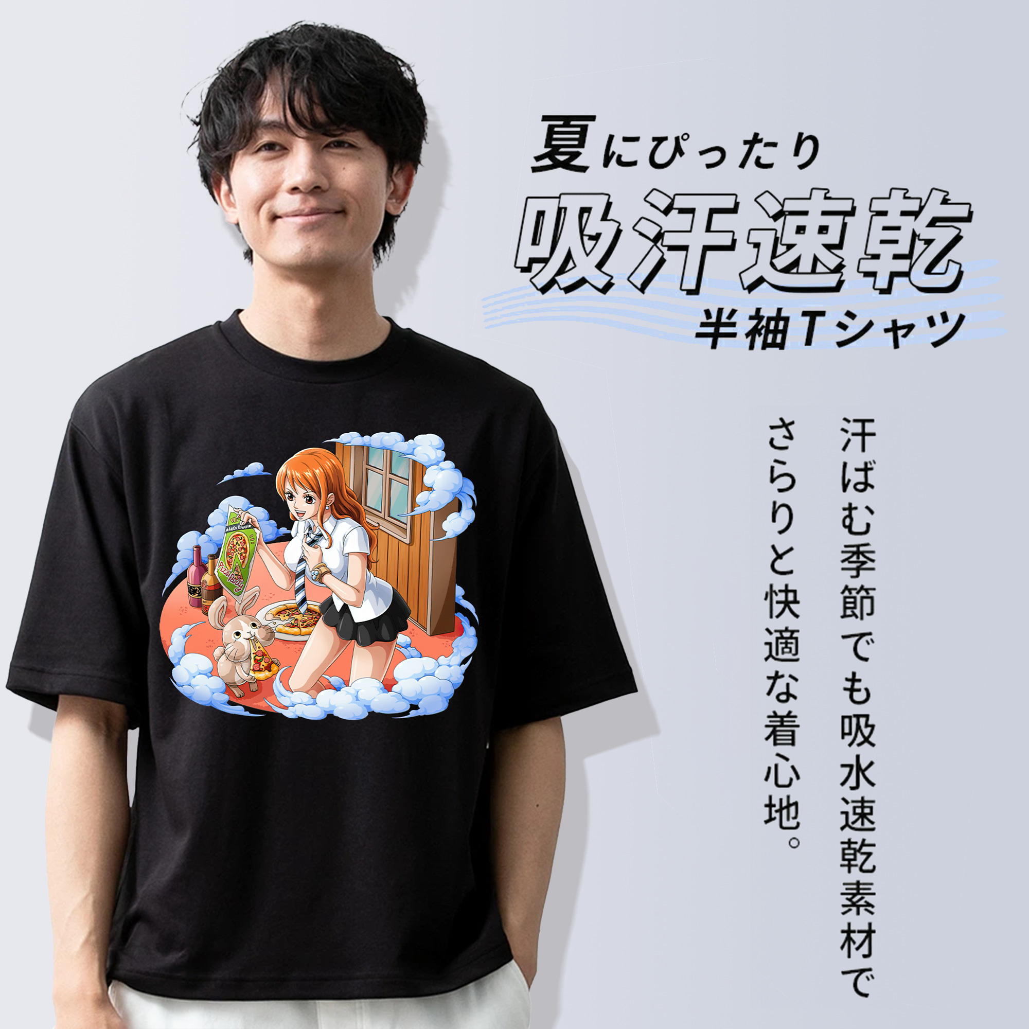 ワンピース ナミ ONE PIECE Nami 綿100％ メンズ半袖Tシャツ｜肌触りやわらか＆通気性