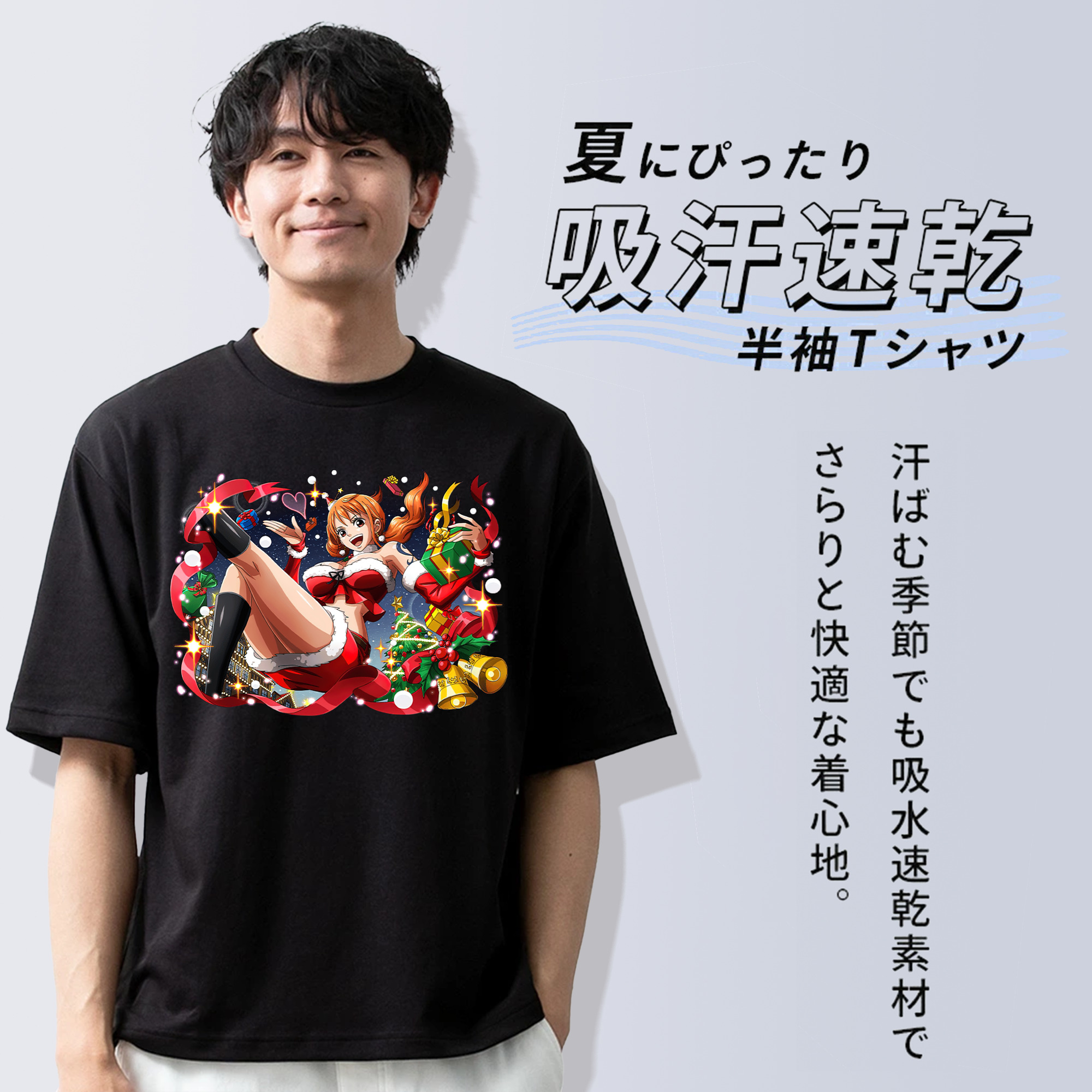 ワンピース ナミ ONE PIECE Nami 綿100％ メンズ半袖Tシャツ｜肌触りやわらか＆通気性