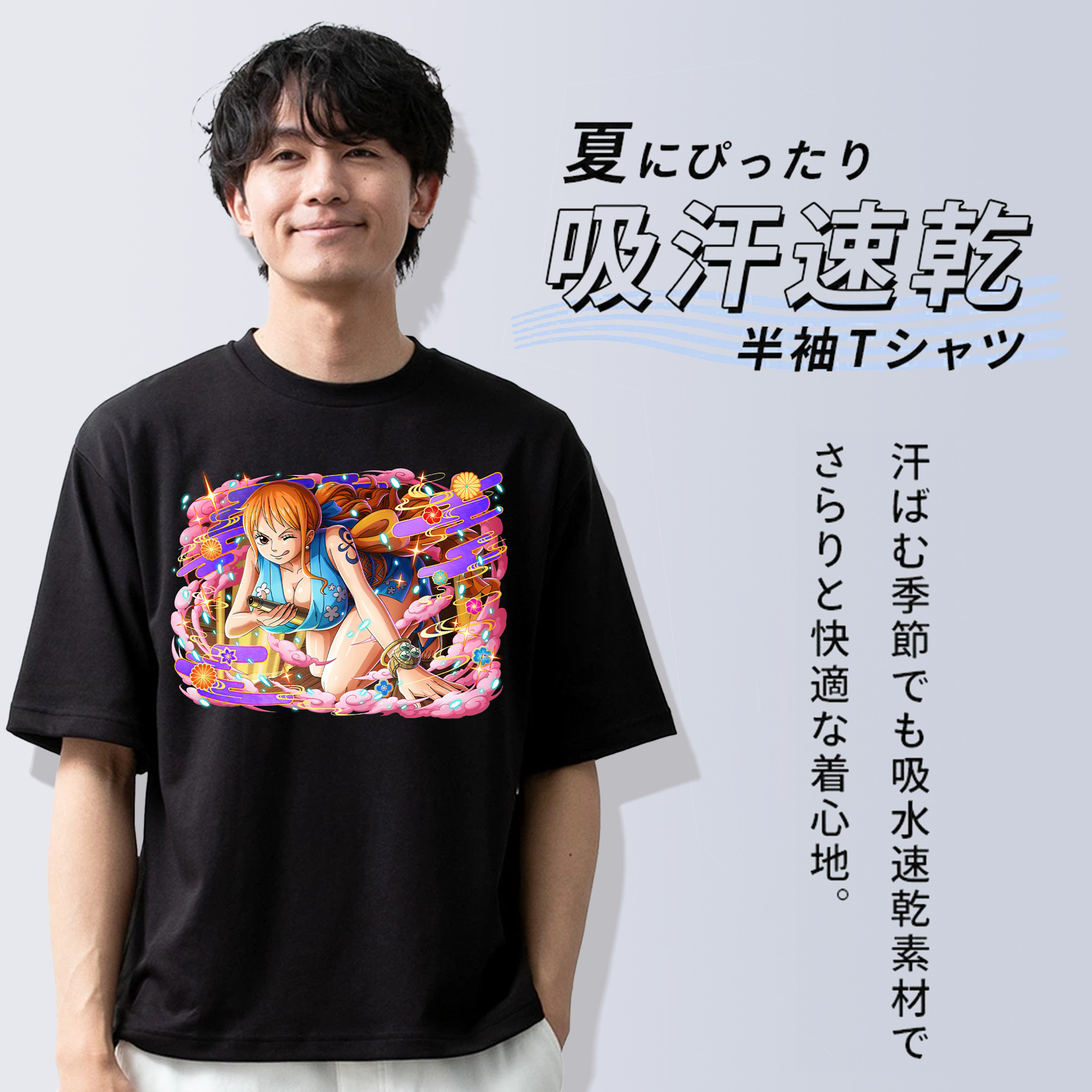 ワンピース ナミ ONE PIECE Nami 綿100％ メンズ半袖Tシャツ｜肌触りやわらか＆通気性