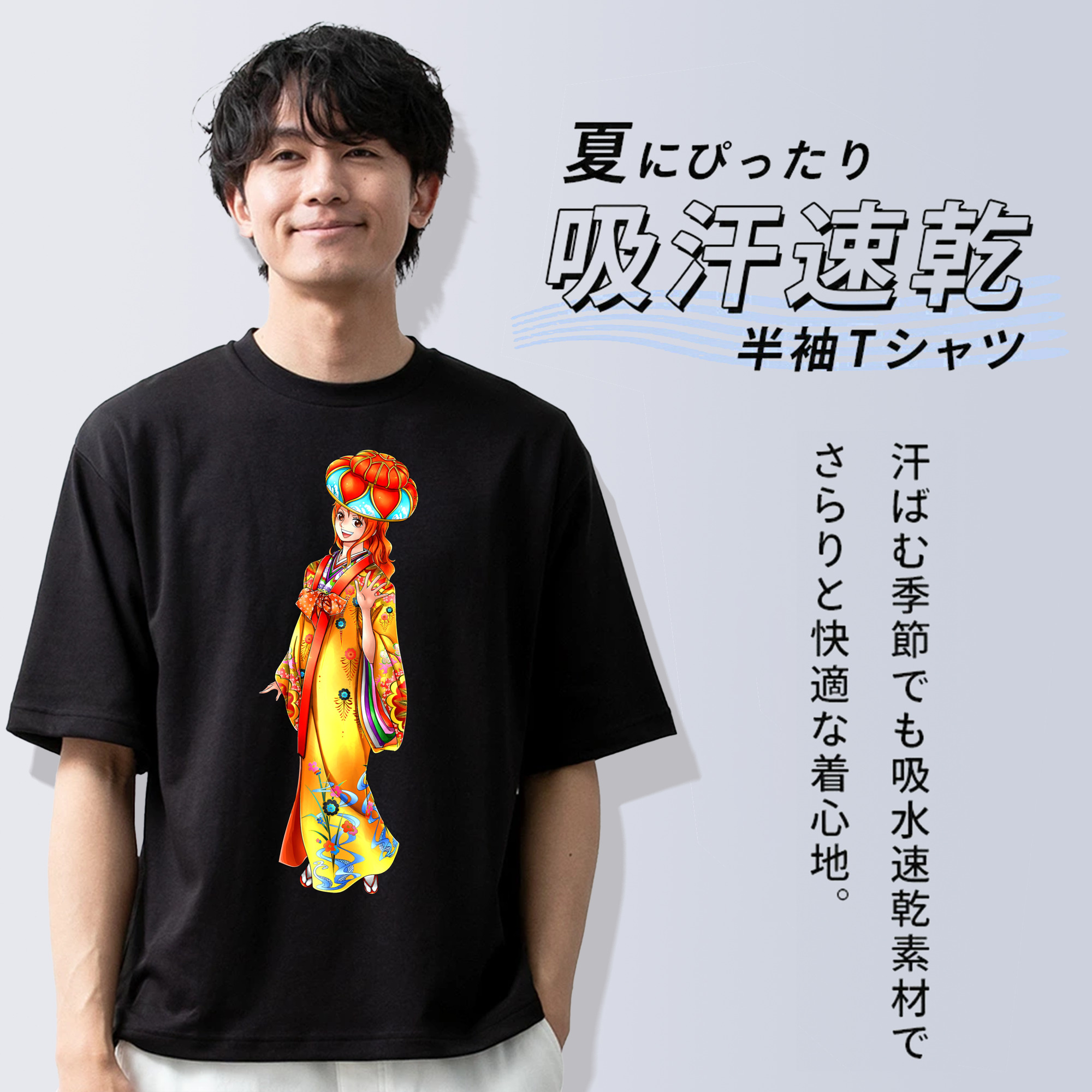 ワンピース ナミ ONE PIECE Nami 綿100％ メンズ半袖Tシャツ｜肌触りやわらか＆通気性