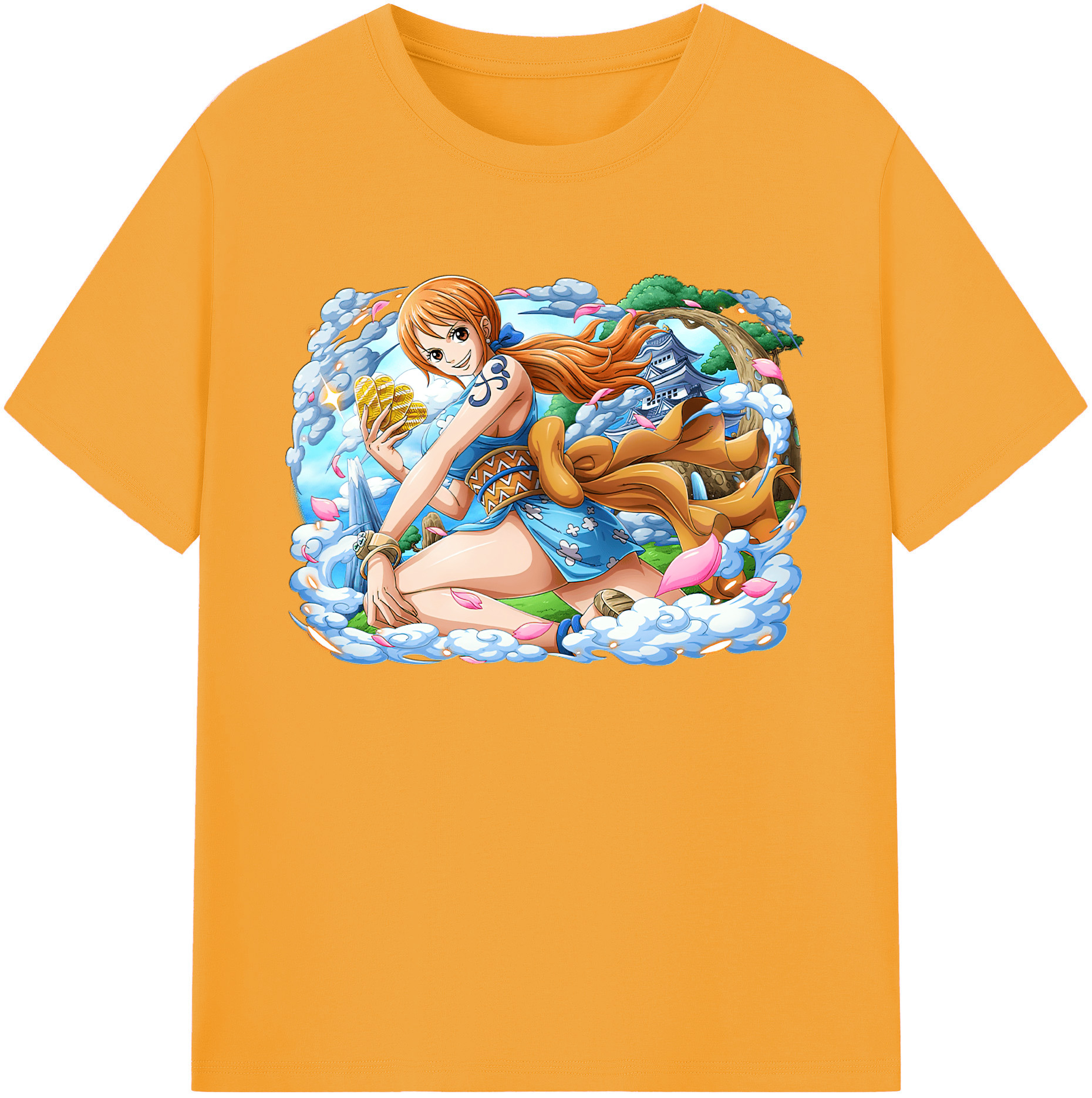 （画像用） ワンピース ナミ ONE PIECE Nami 綿100％ メンズ半袖Tシャツ｜肌触りやわらか＆通気性