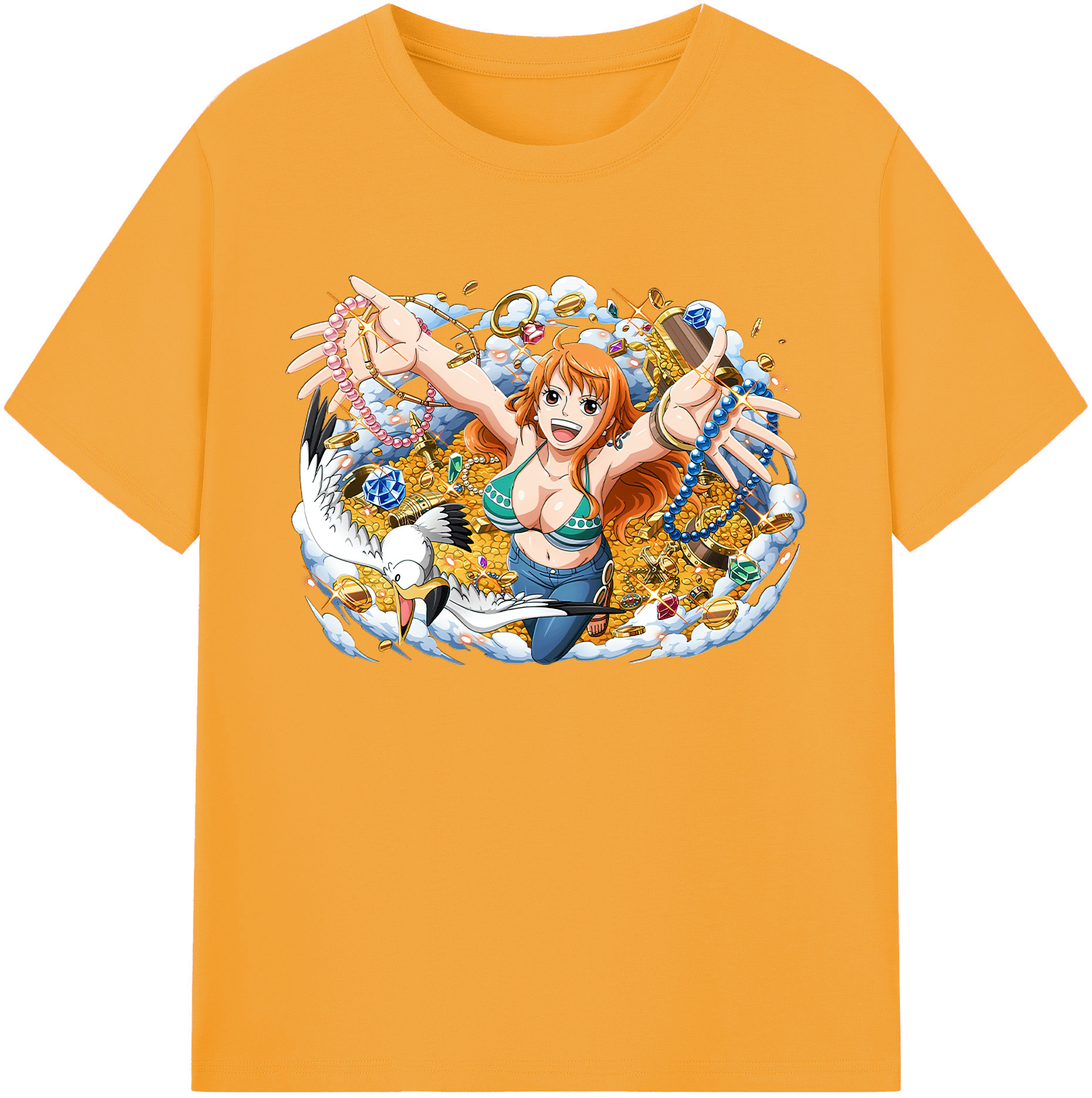 （画像用） ワンピース ナミ ONE PIECE Nami 綿100％ メンズ半袖Tシャツ｜肌触りやわらか＆通気性
