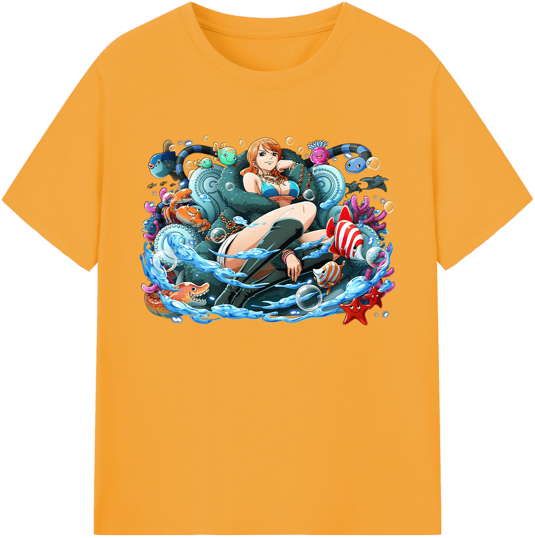 （画像用） ワンピース ナミ ONE PIECE Nami 綿100％ メンズ半袖Tシャツ｜肌触りやわらか＆通気性