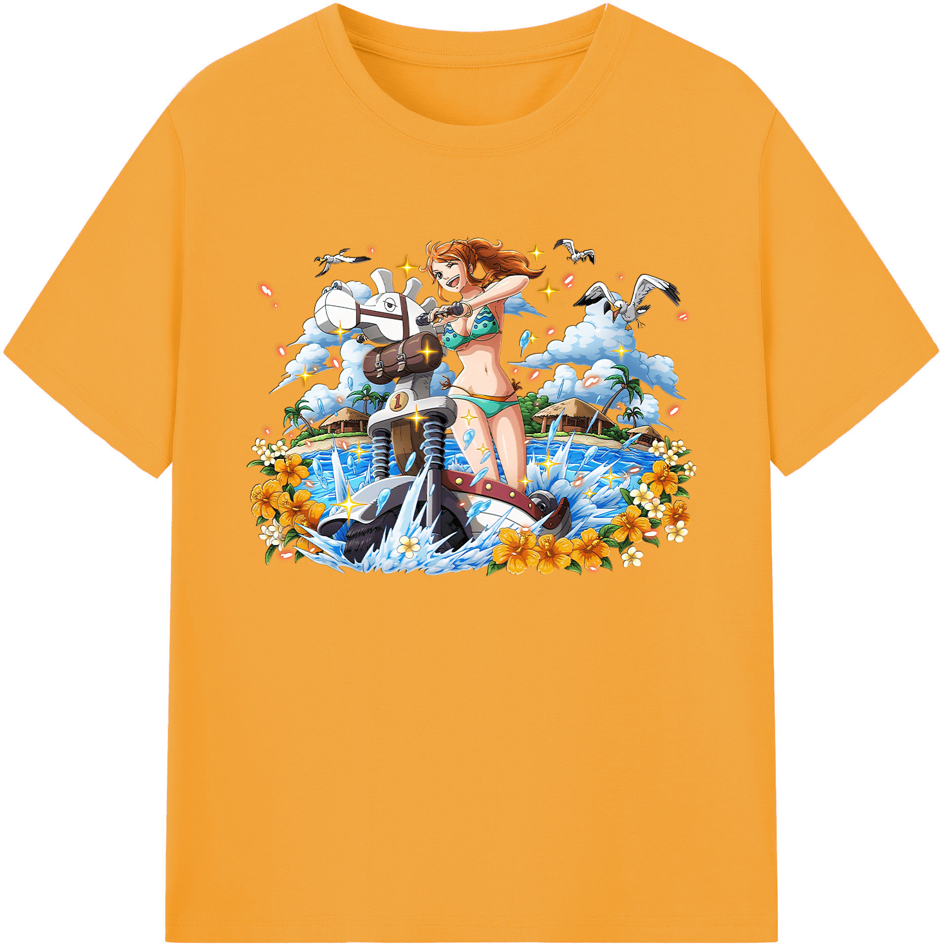 （画像用） ワンピース ナミ ONE PIECE Nami 綿100％ メンズ半袖Tシャツ｜肌触りやわらか＆通気性